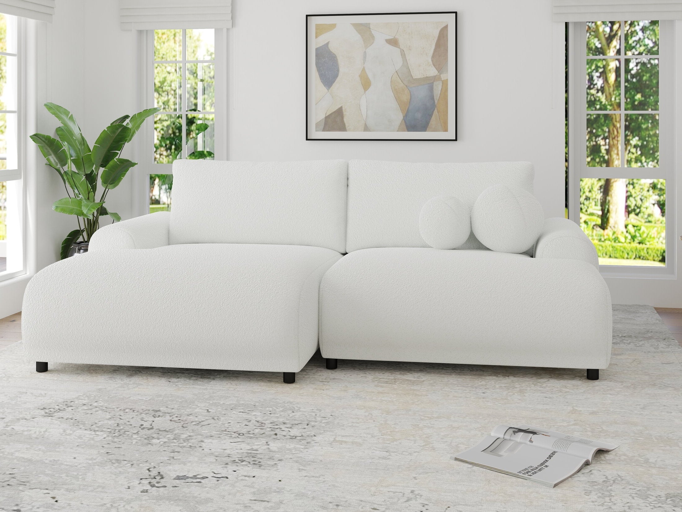 Colțar extensibil dumonde cu ladă de depozitare și șezut confortabil din spumă HR, Carlo Euphoria Alb 240x145 cm