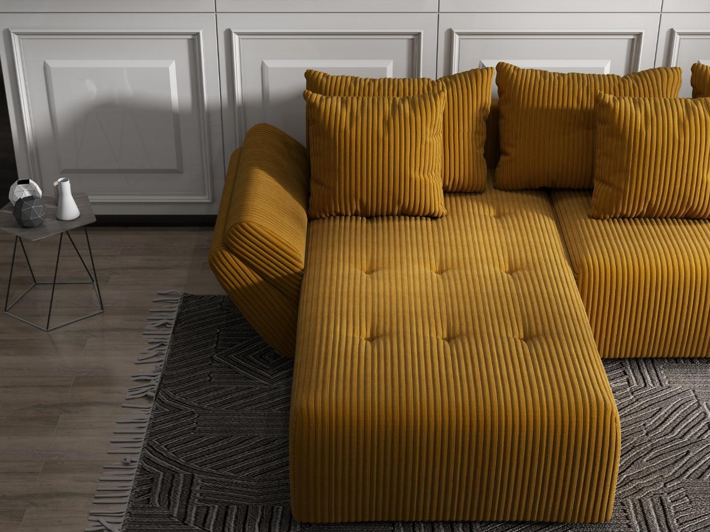 Colțar extensibil dumonde cu ladă de depozitare si sezut confortabil din spuma HR, Berlin Ambience Mustar 280x185 cm Fabrica