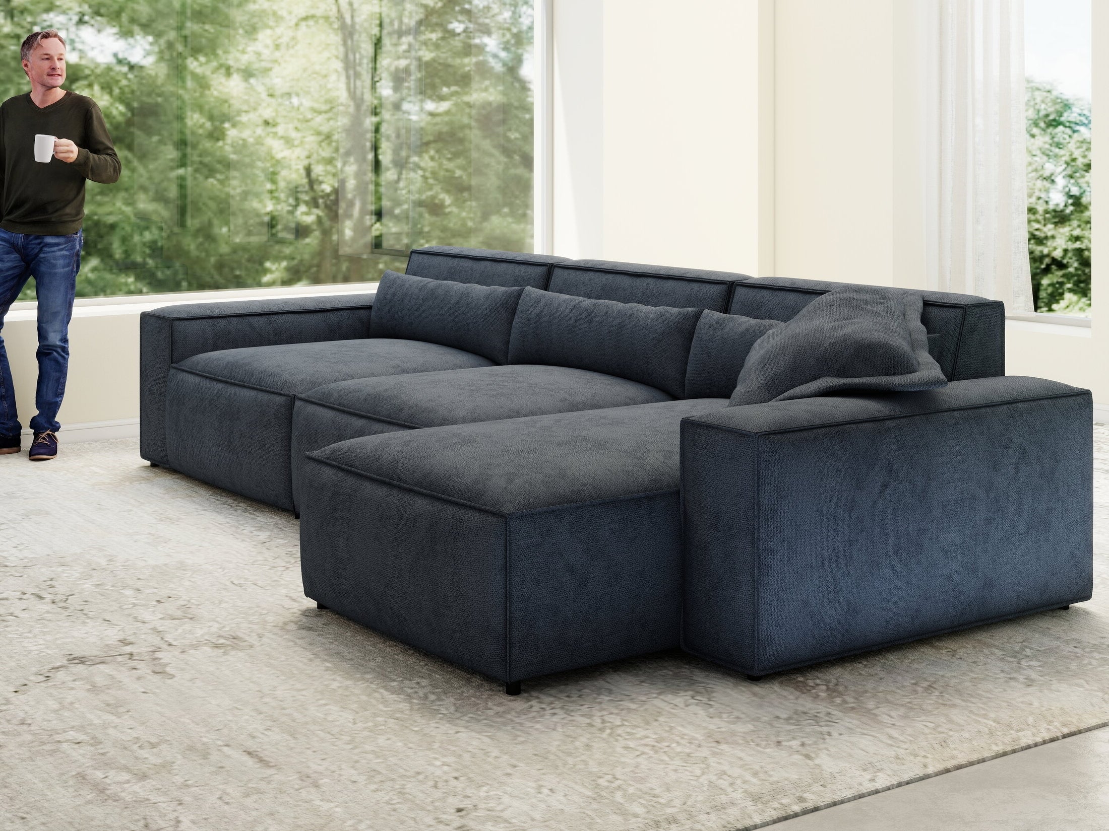 Colțar dumonde cu sezut confortabil din spuma HR, Marvelo XL Enjoy Antracit 366x175 cm II