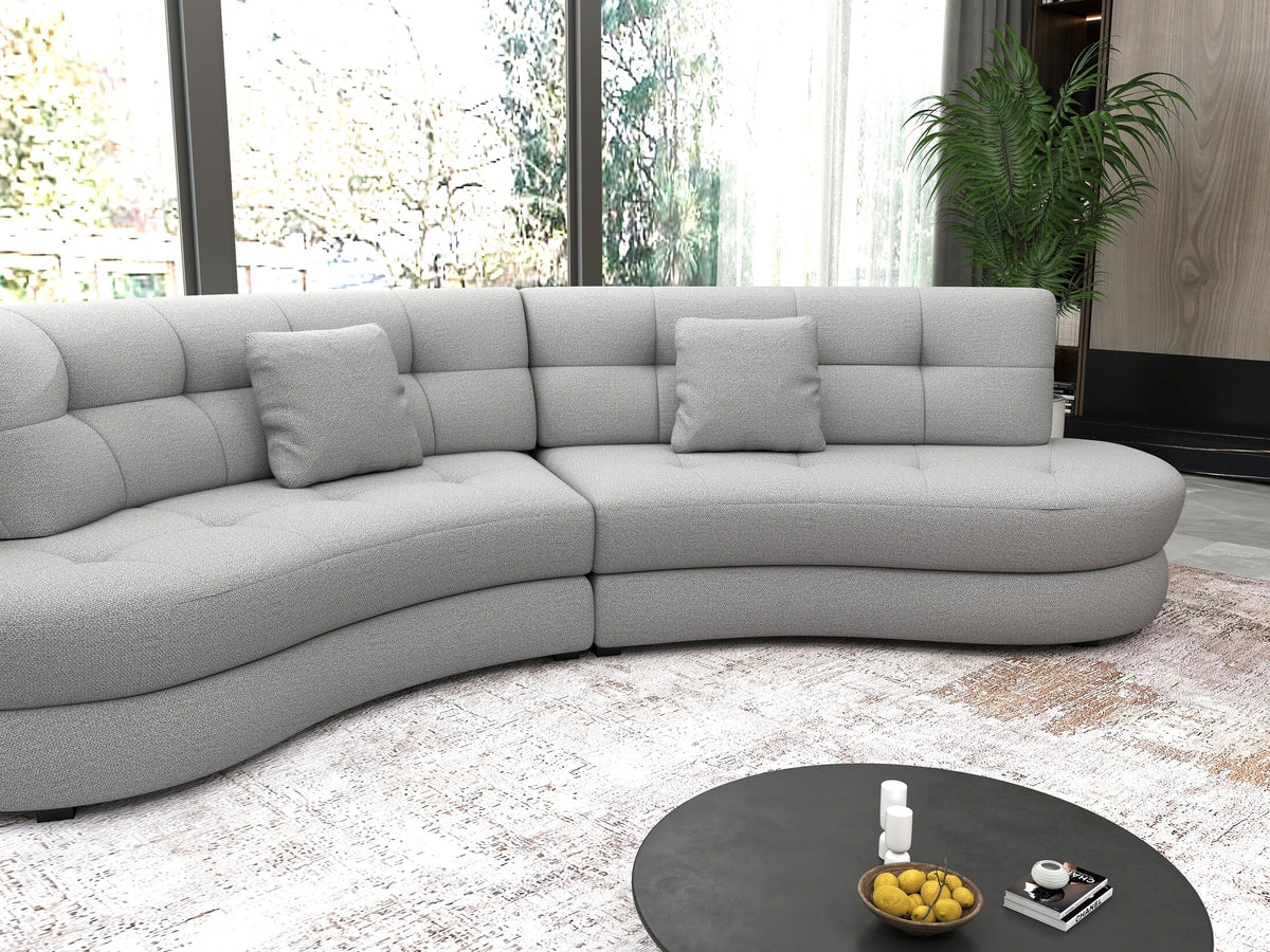 Canapea semirotunda dumonde cu șezut confortabil din spumă HR, Roma Enjoy Gri 300x160 cm