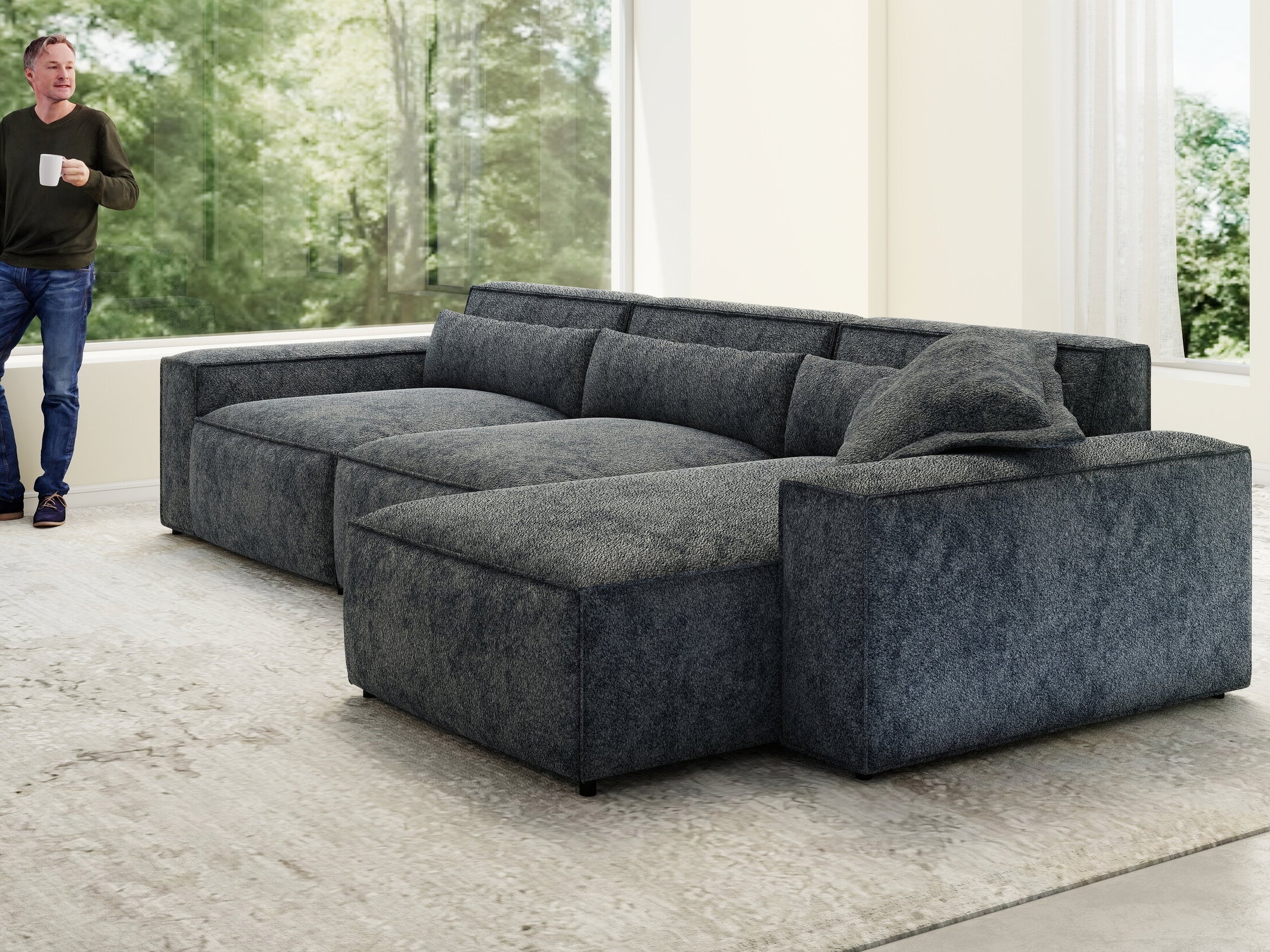 Colțar dumonde cu sezut confortabil din spuma HR, Marvelo XL Euphoria Gri Grafit 366x175 cm II