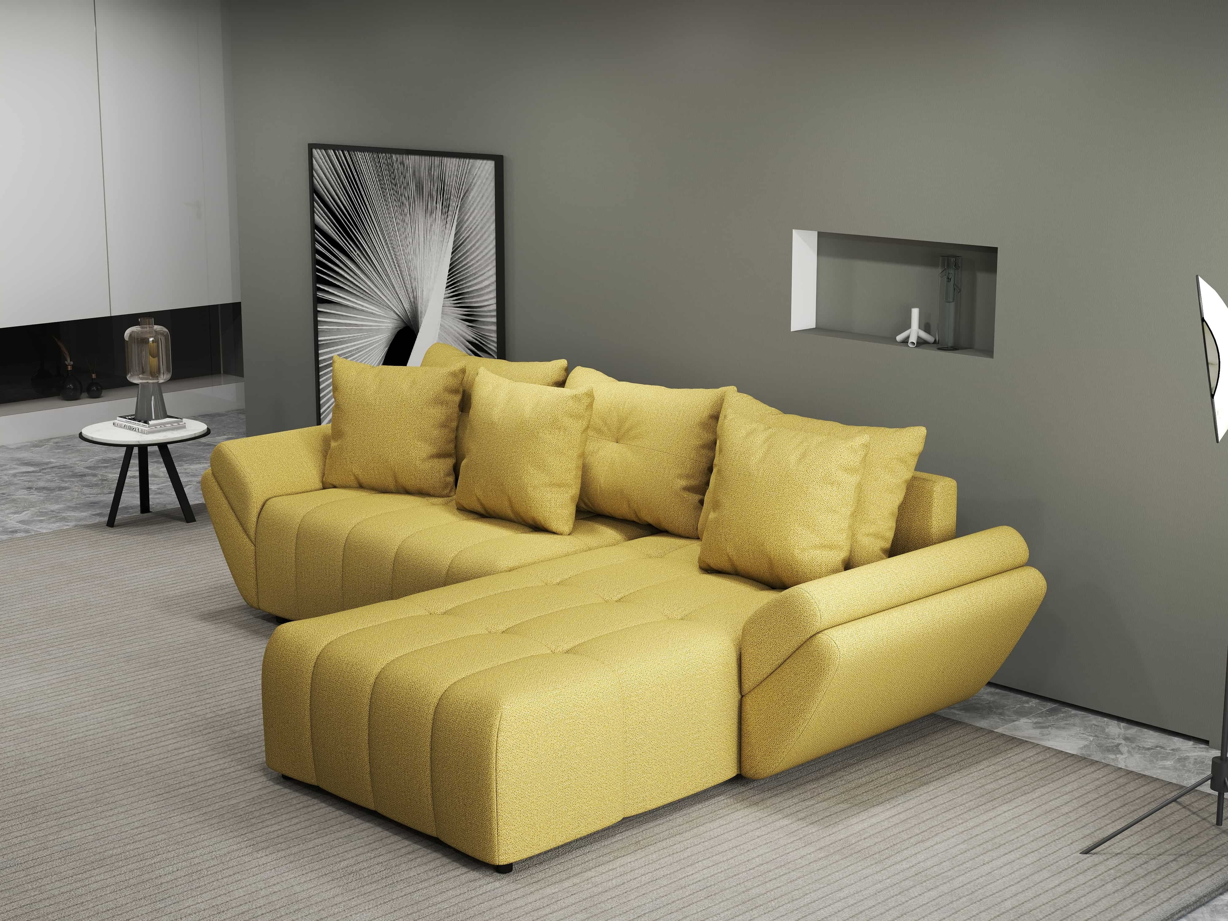 Colțar extensibil dumonde cu ladă de depozitare si sezut confortabil din spuma HR, Berlin Enjoy Melon 280x185 cm II Fabrica