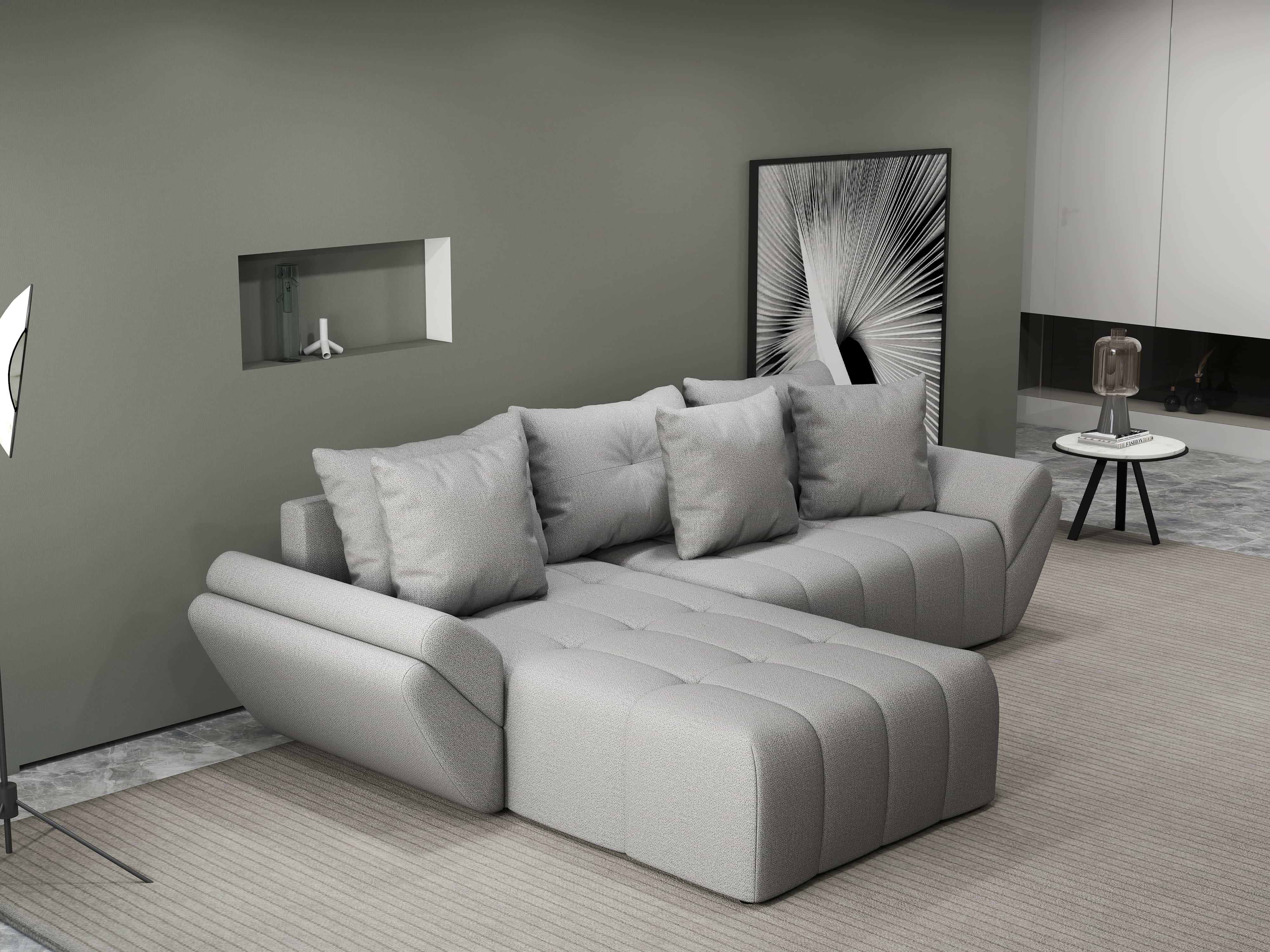 Colțar extensibil dumonde cu ladă de depozitare si sezut confortabil din spuma HR, Berlin Enjoy Gri 280x185 cm Fabrica