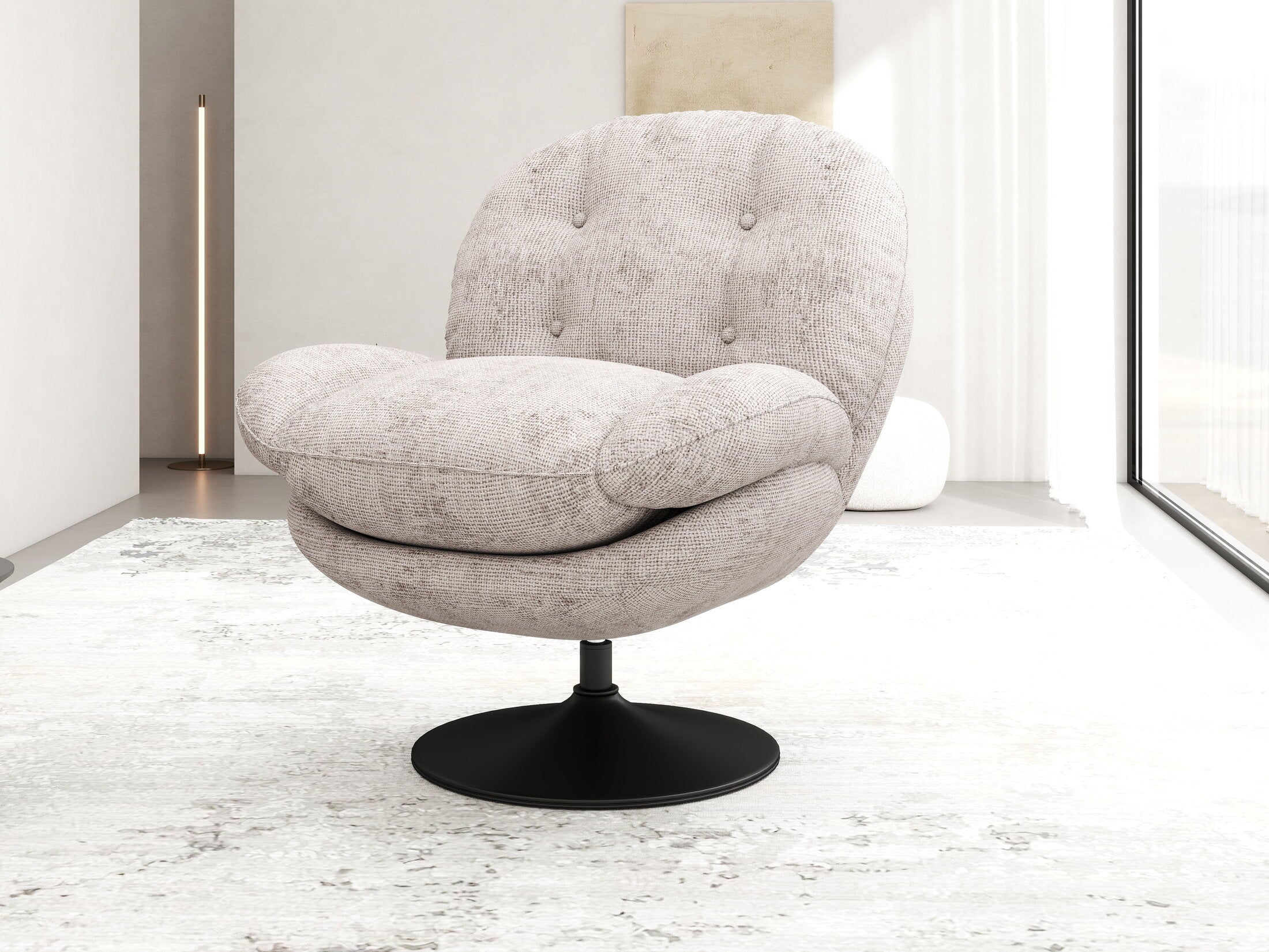 Fotoliu dumonde tapitat Bej modern Amaris 83x95cm