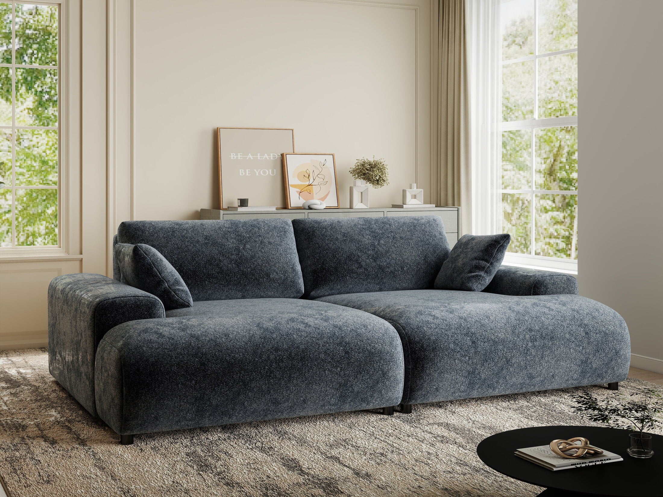 Canapea dumonde cu sezut confortabil din spuma HR, Hudson Euphoria Gri Grafit 237x144 cm