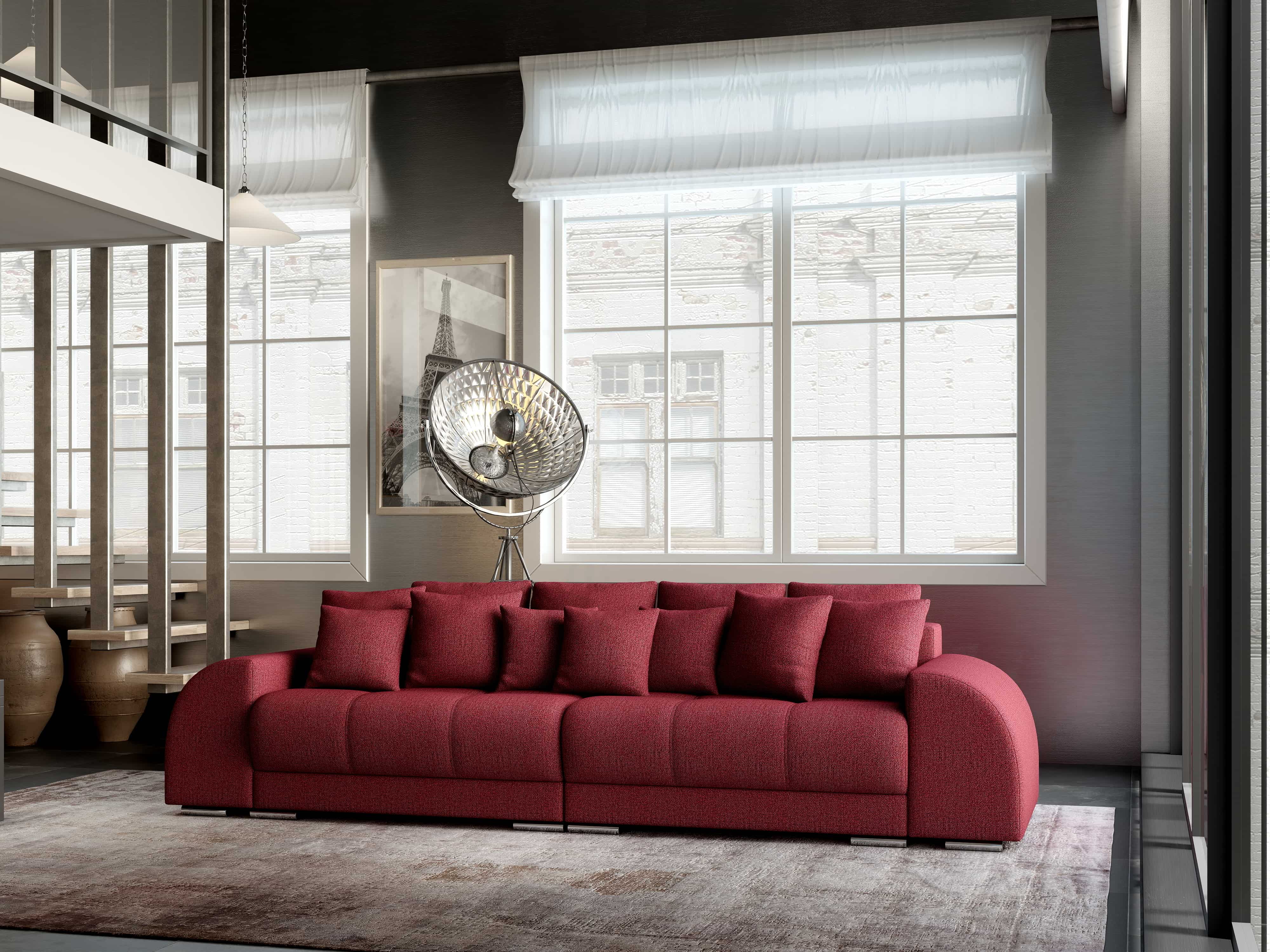 Canapea extensibilă dumonde cu 2 lăzi de depozitare si sezut confortabil din spuma HR, Verona Enjoy Red 310x100 cm Fabrica