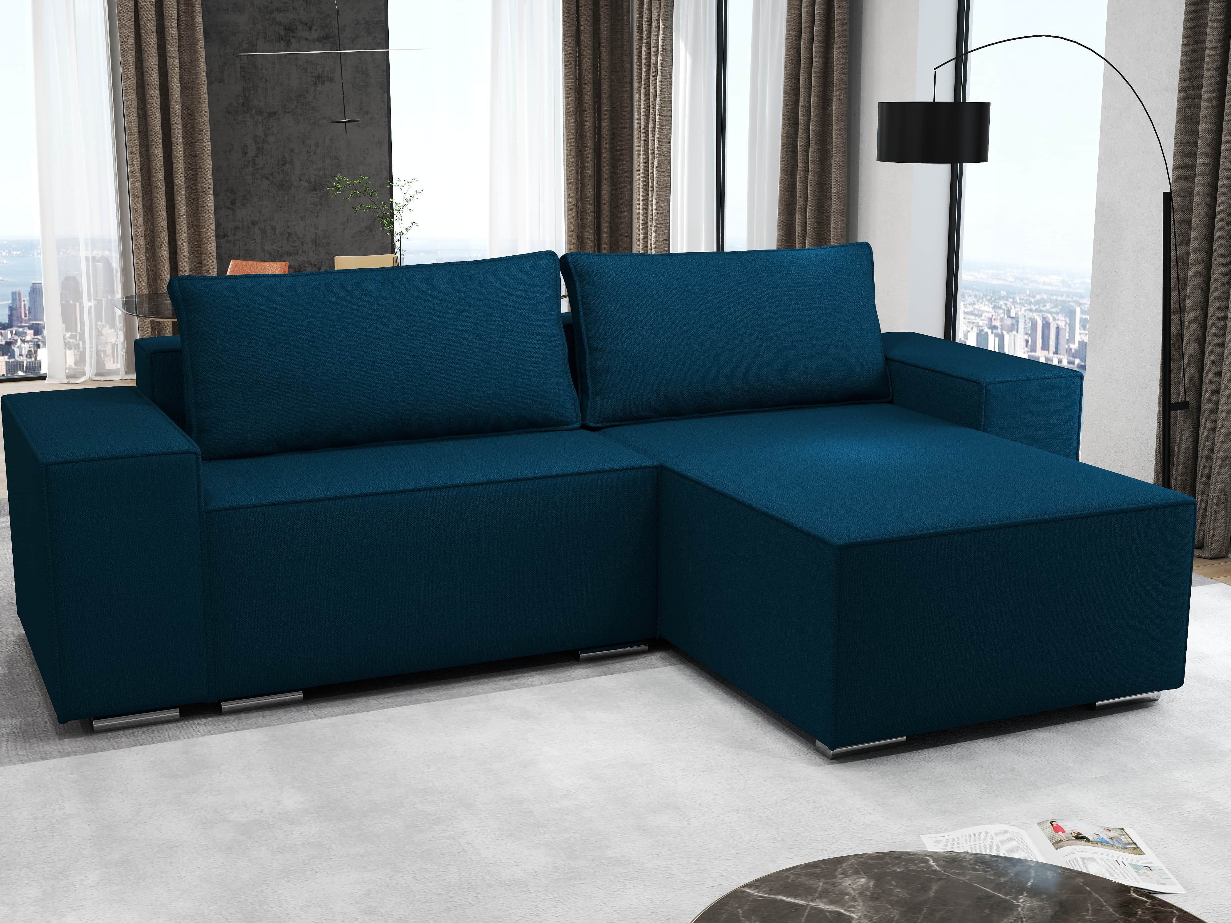 Colțar extensibil dumonde cu ladă de depozitare si sezut confortabil din spuma HR, Dream Enjoy Petrol 290x185 cm II Fabrica