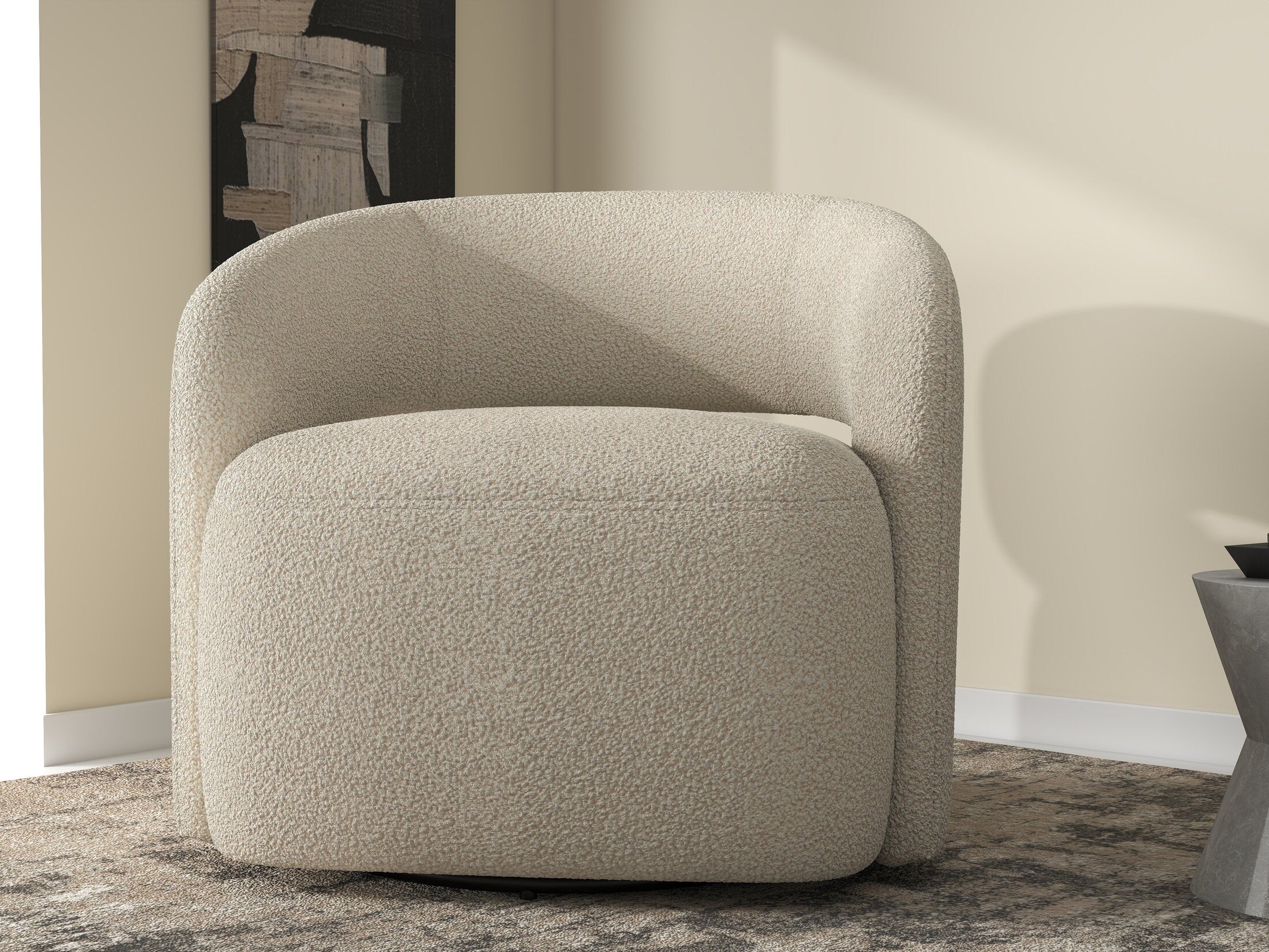 Fotoliu dumonde tapitat Bej modern Elvaro 77x83cm