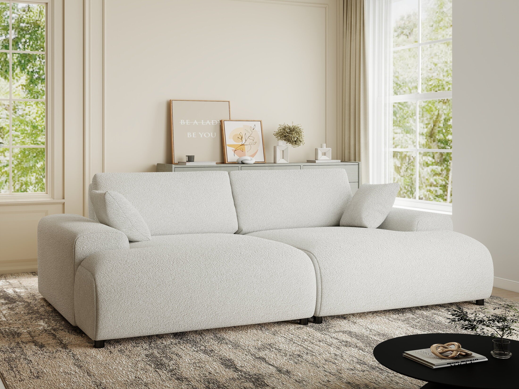 Canapea dumonde cu sezut confortabil din spuma HR, Hudson Euphoria Alb 237x144 cm