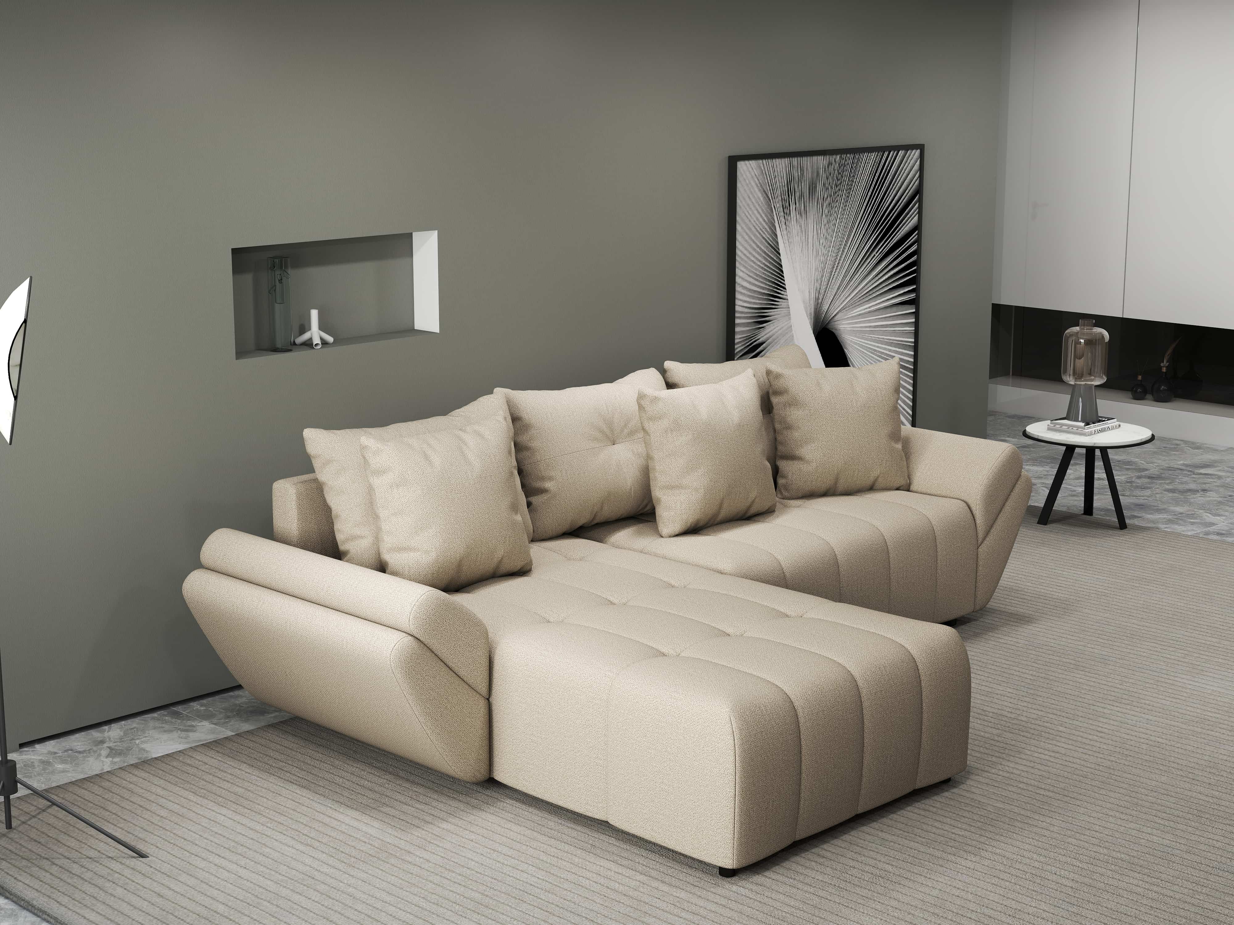 Colțar extensibil dumonde cu ladă de depozitare si sezut confortabil din spuma HR, Berlin Enjoy Camel 280x185 cm Fabrica