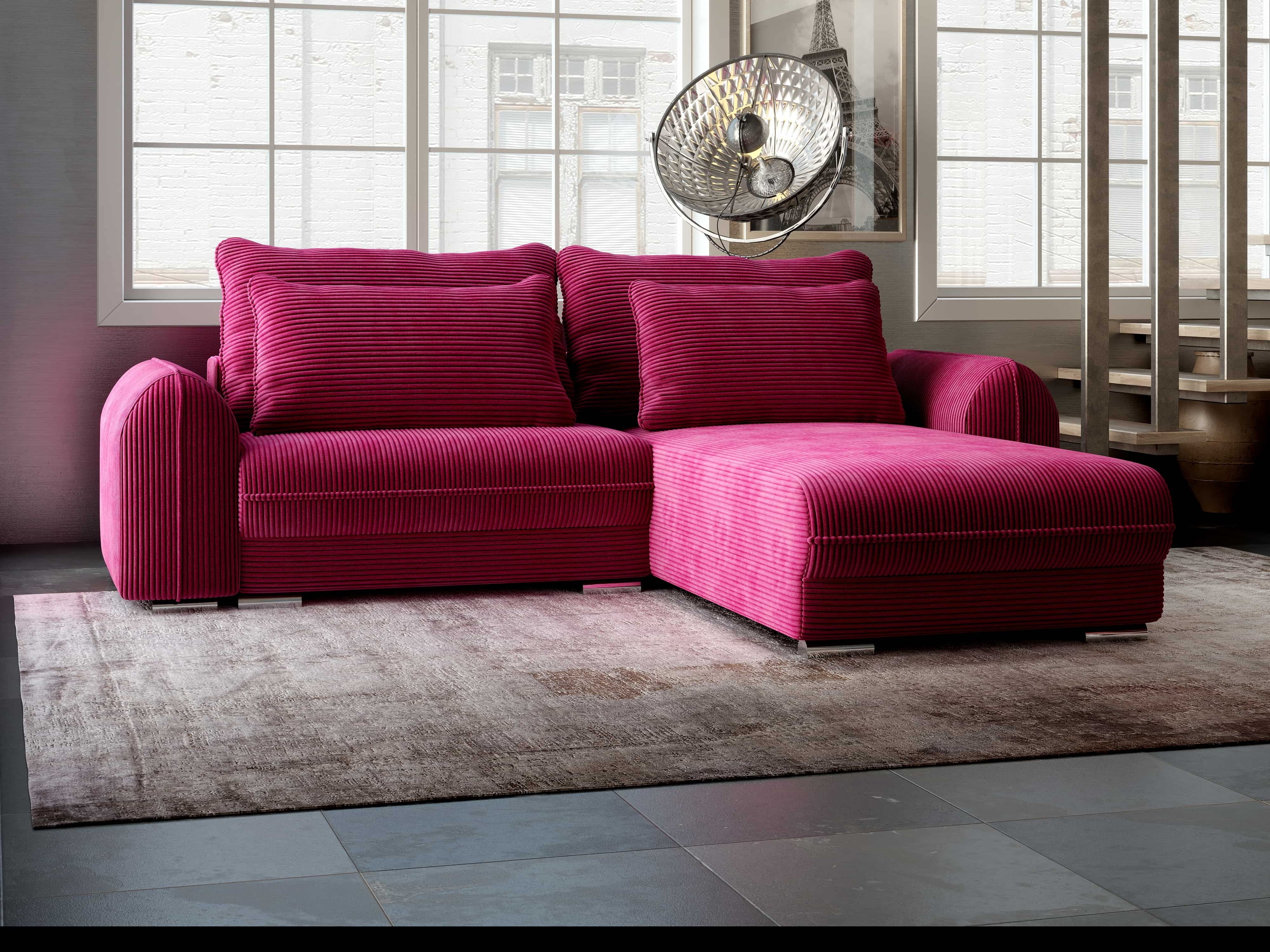 Colțar extensibil dumonde cu ladă de depozitare si sezut confortabil din spuma HR, Denver Zoom Rosu 275x185 cm II Fabrica