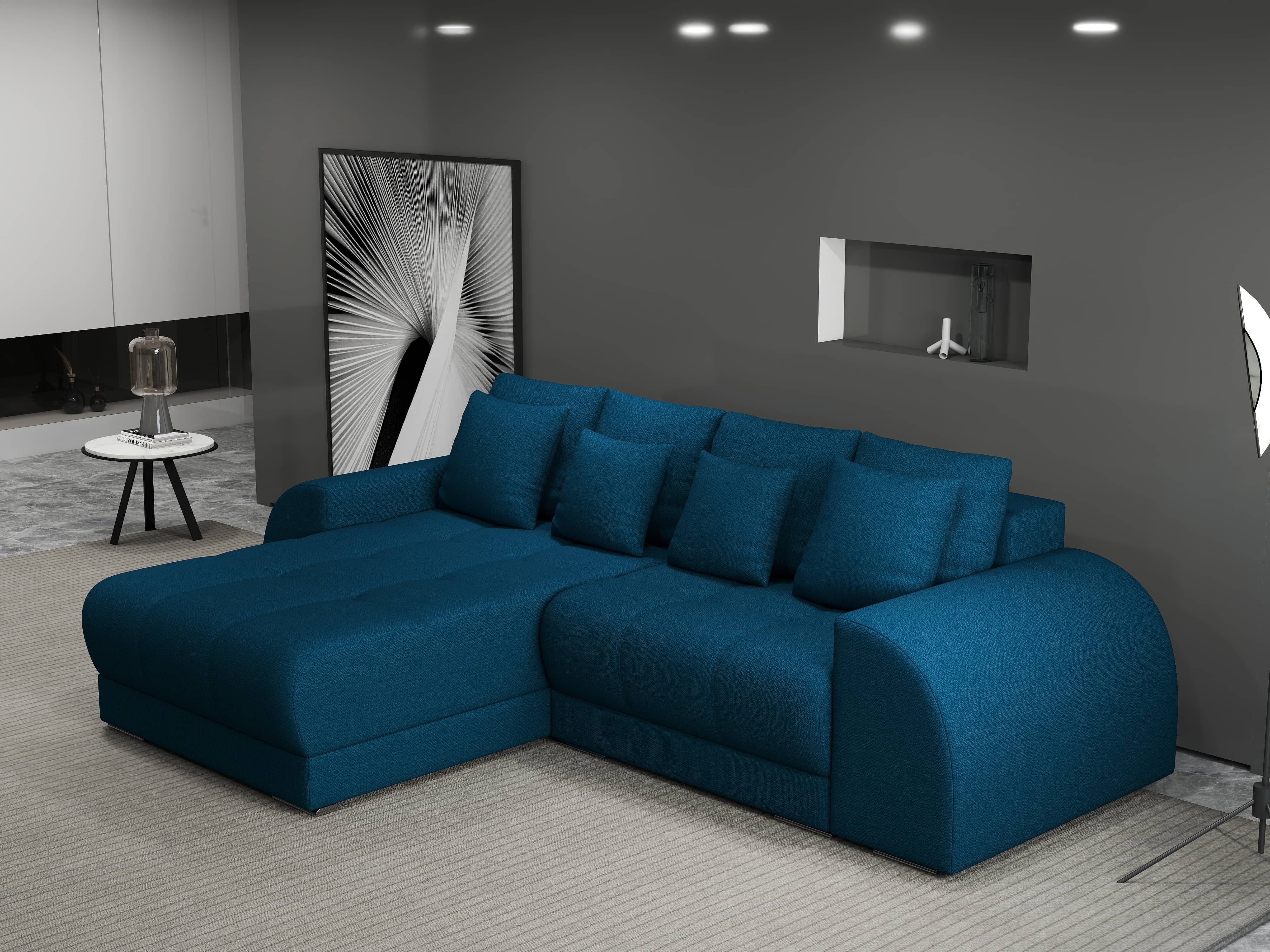 Colțar extensibil dumonde cu ladă de depozitare si sezut confortabil din spuma HR, Verona Enjoy Petrol 290x185 cm Fabrica