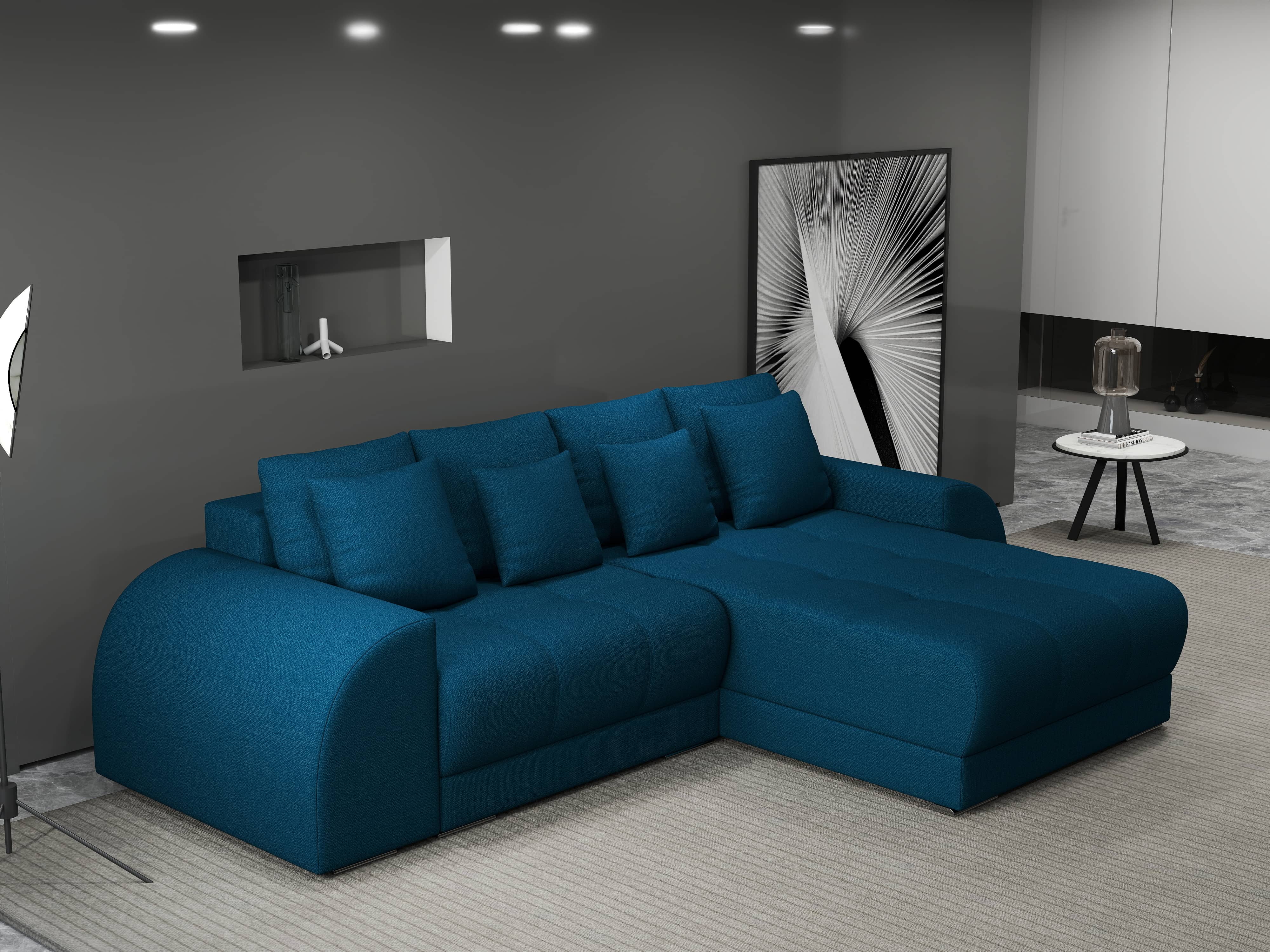 Colțar extensibil dumonde cu ladă de depozitare si sezut confortabil din spuma HR, Verona Enjoy Petrol II 290x185 cm Fabrica