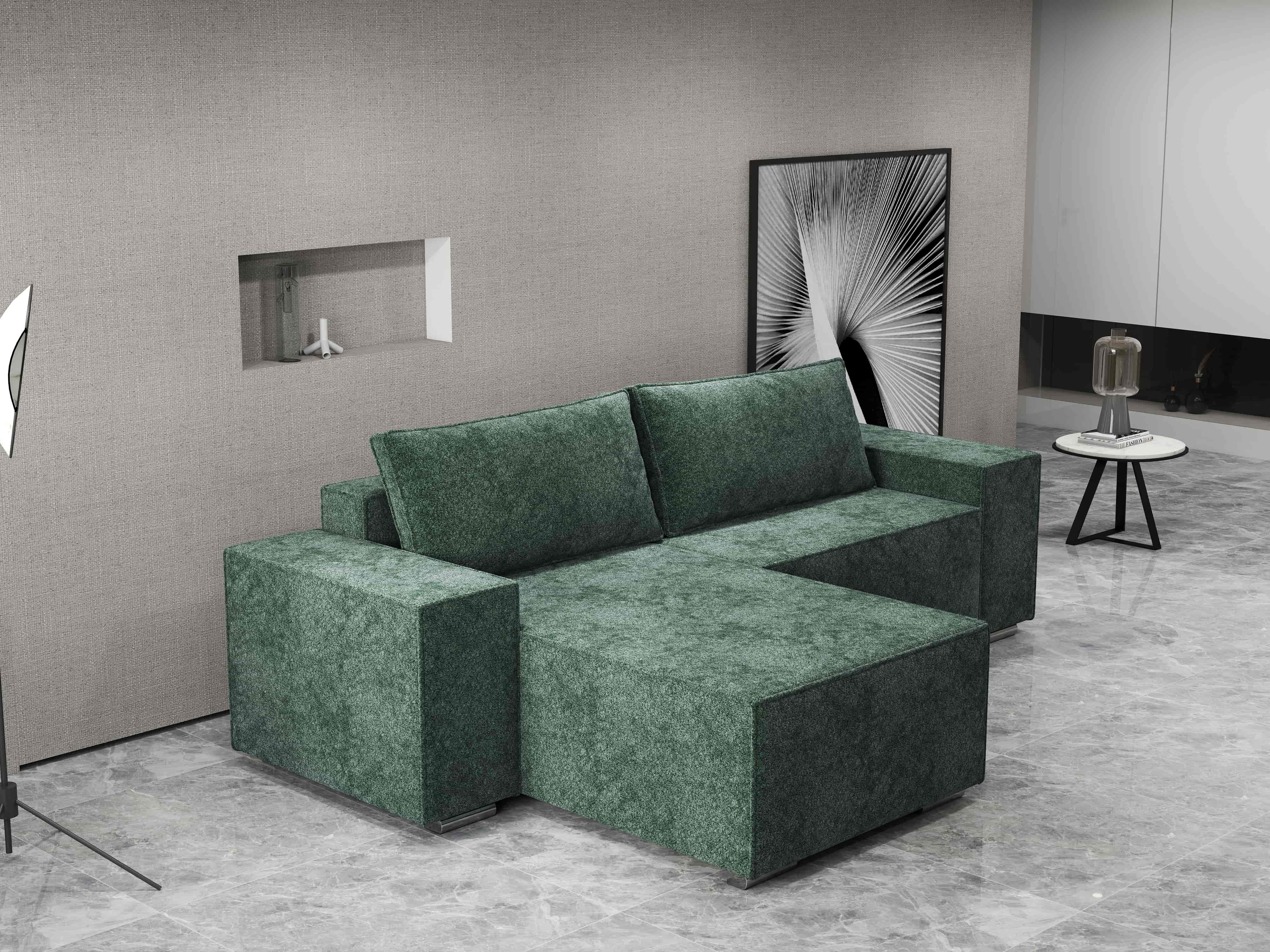 Colțar extensibil dumonde cu ladă de depozitare si sezut confortabil din spuma HR, Dream Euphoria Verde 290x185 cm Fabrica