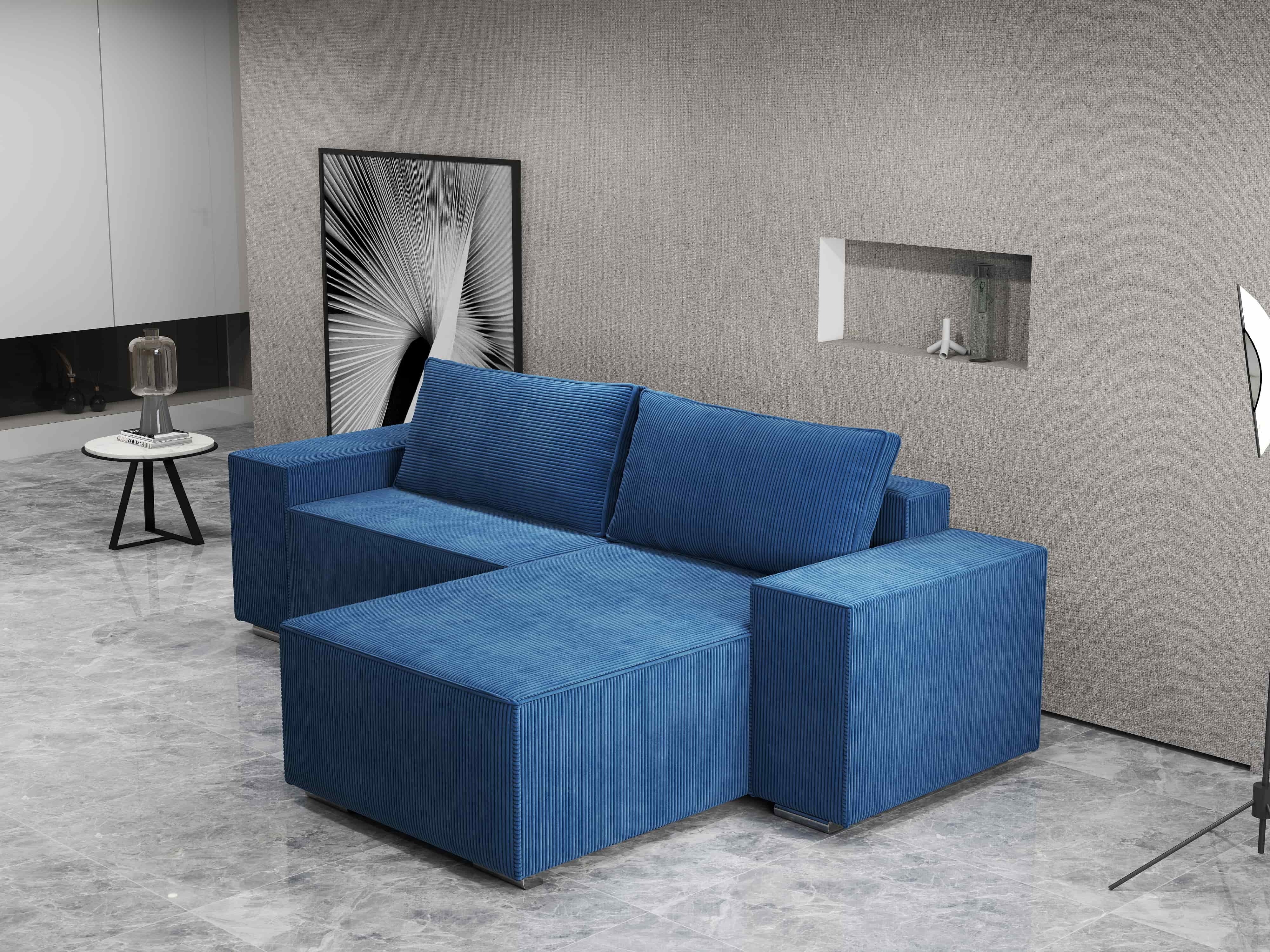 Colțar extensibil dumonde cu ladă de depozitare si sezut confortabil din spuma HR, Dream Zoom Albastru 290x185 cm II Fabrica