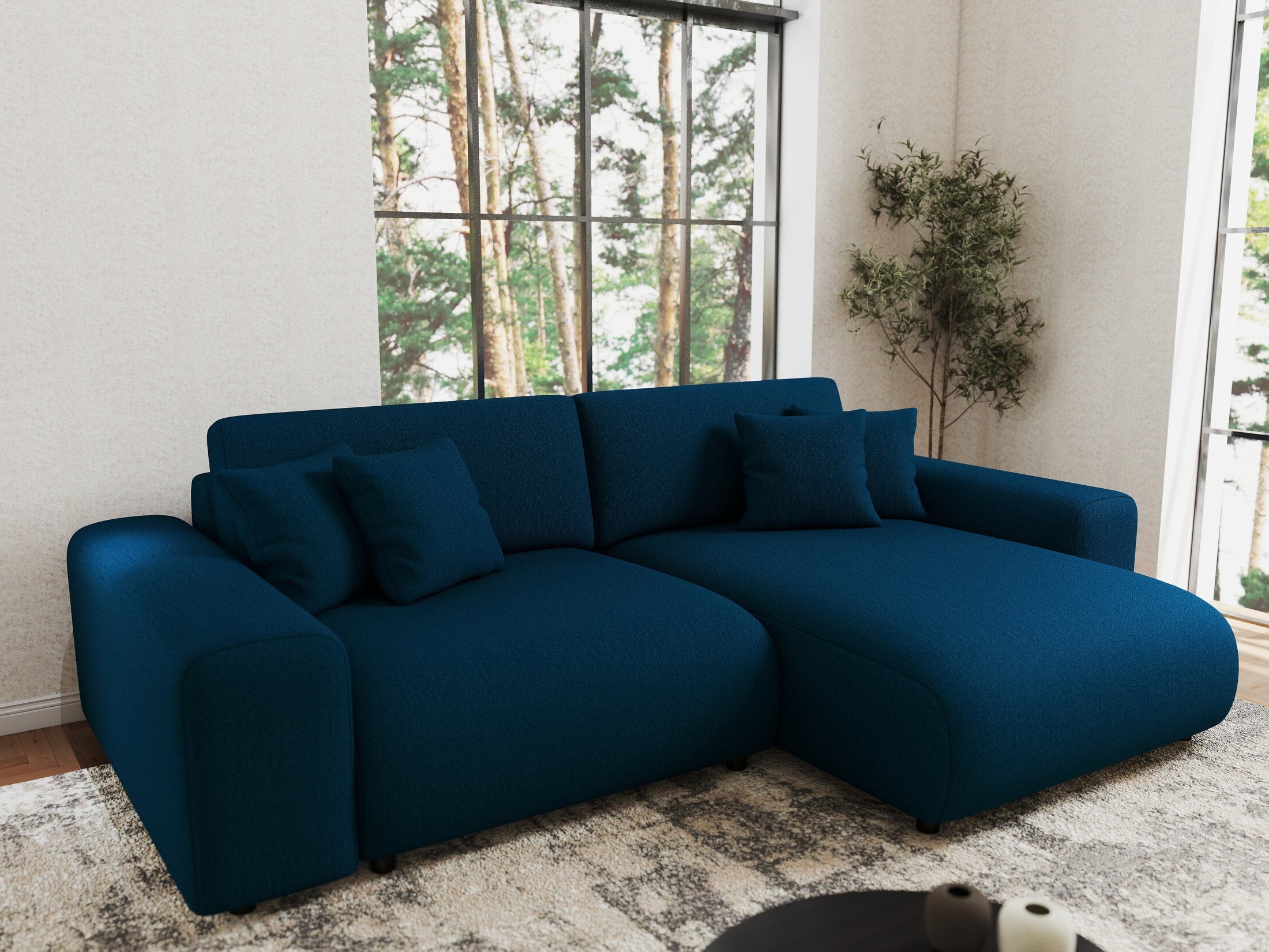 Colțar extensibil dumonde cu ladă de depozitare si sezut confortabil din spuma HR, Sarina Enjoy Verde Petrol 255x168 cm II