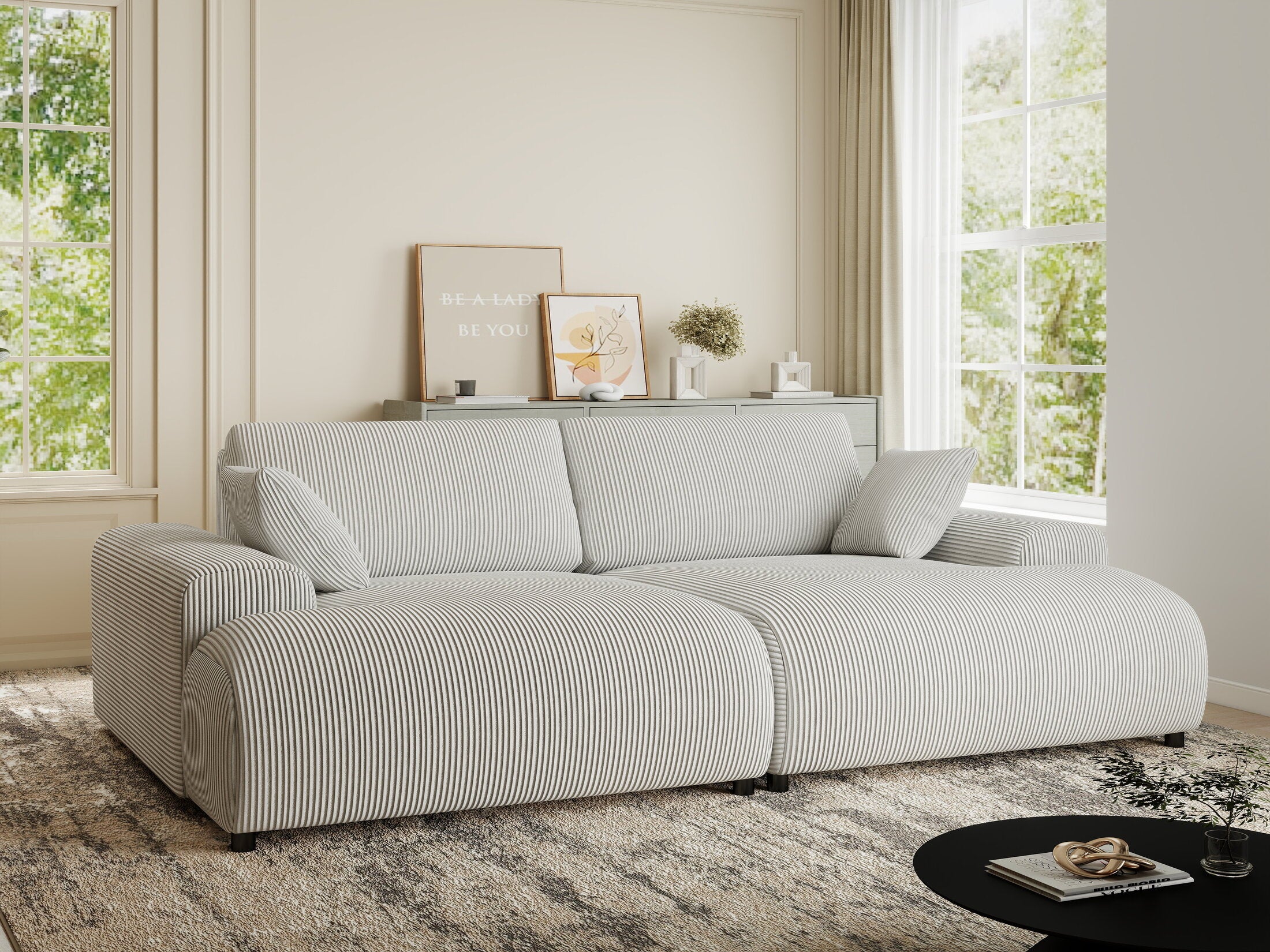 Canapea dumonde cu sezut confortabil din spuma HR, Hudson Zoom Gri 237x144 cm