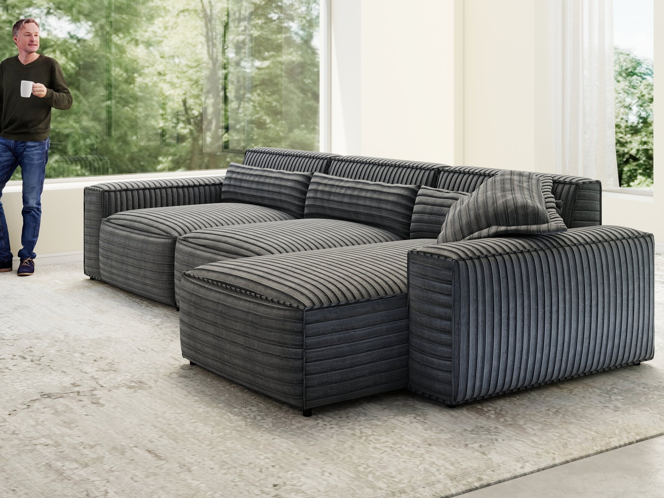 Colțar dumonde cu sezut confortabil din spuma HR, Marvelo XL Ambience Gri 366x175 cm II