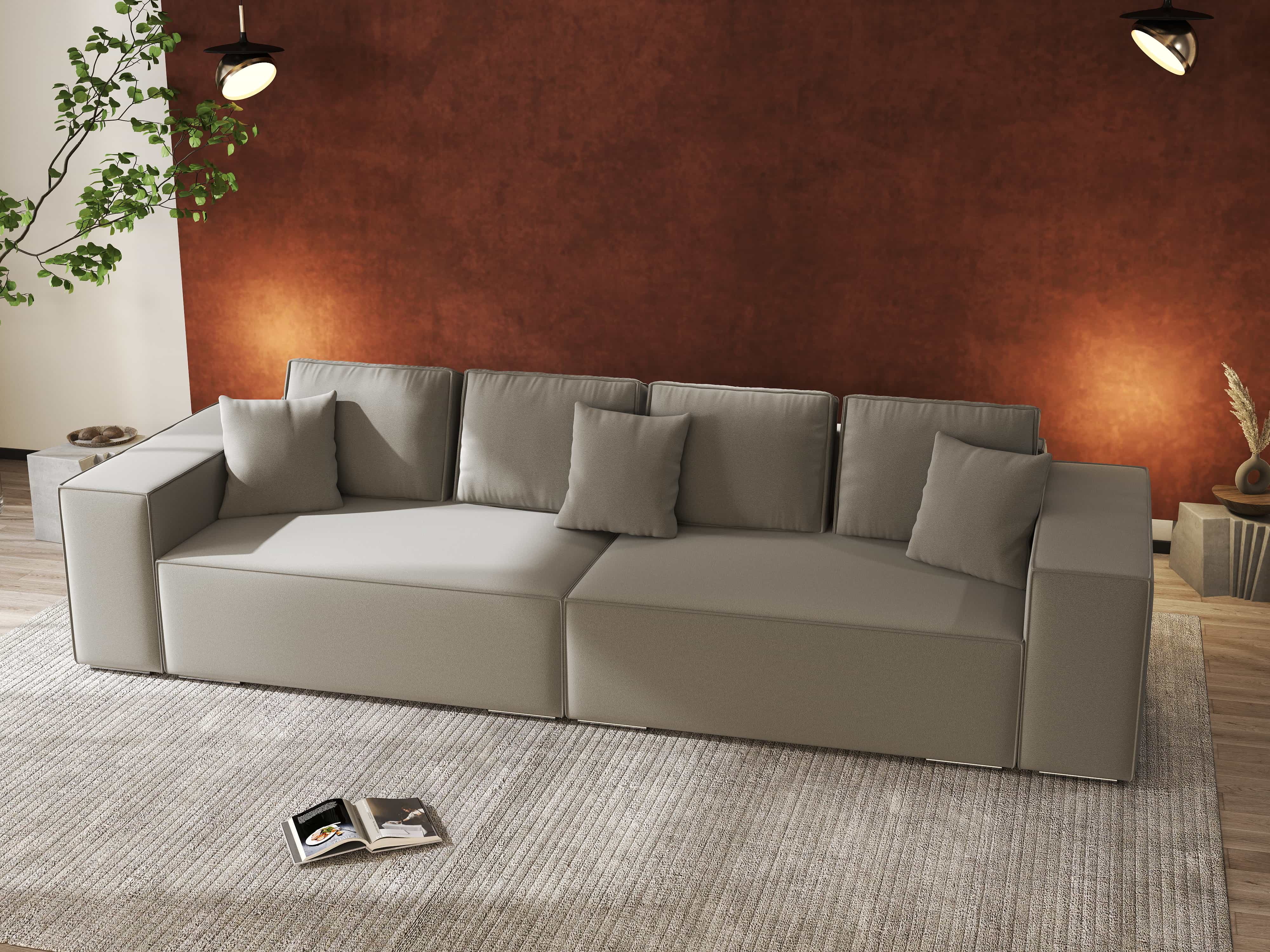 Canapea extensibilă dumonde cu ladă de depozitare si sezut confortabil din spuma HR, Dream Royal Gri 310x100 cm Fabrica