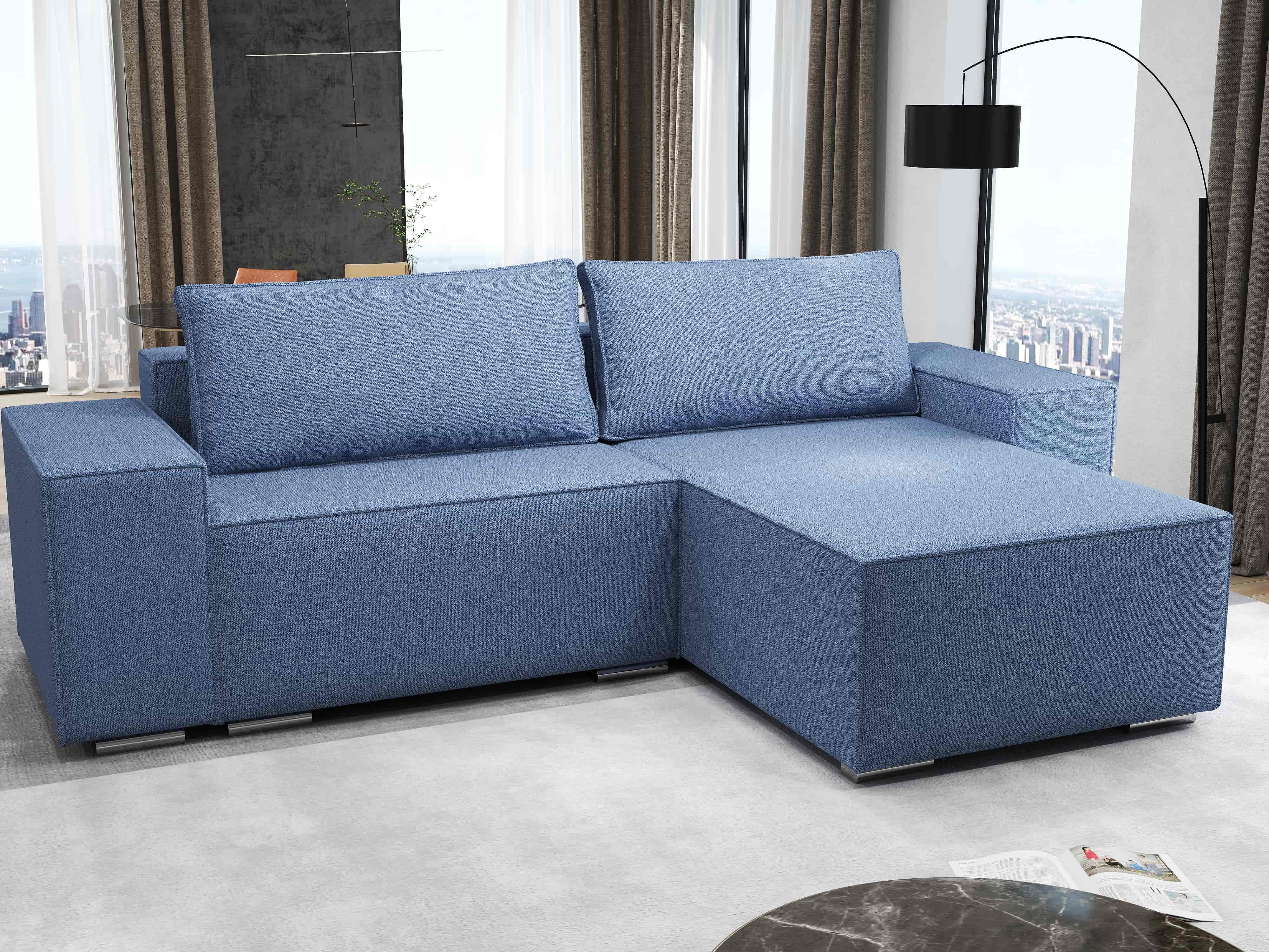 Colțar extensibil dumonde cu ladă de depozitare si sezut confortabil din spuma HR, Dream Enjoy Albastru 290x185 cm II Fabrica