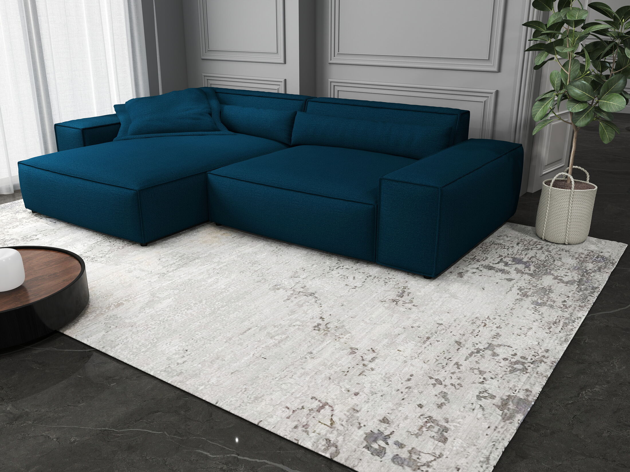 Colțar dumonde cu șezut confortabil din spumă HR, Marvelo Enjoy Verde Petrol 264x175 cm