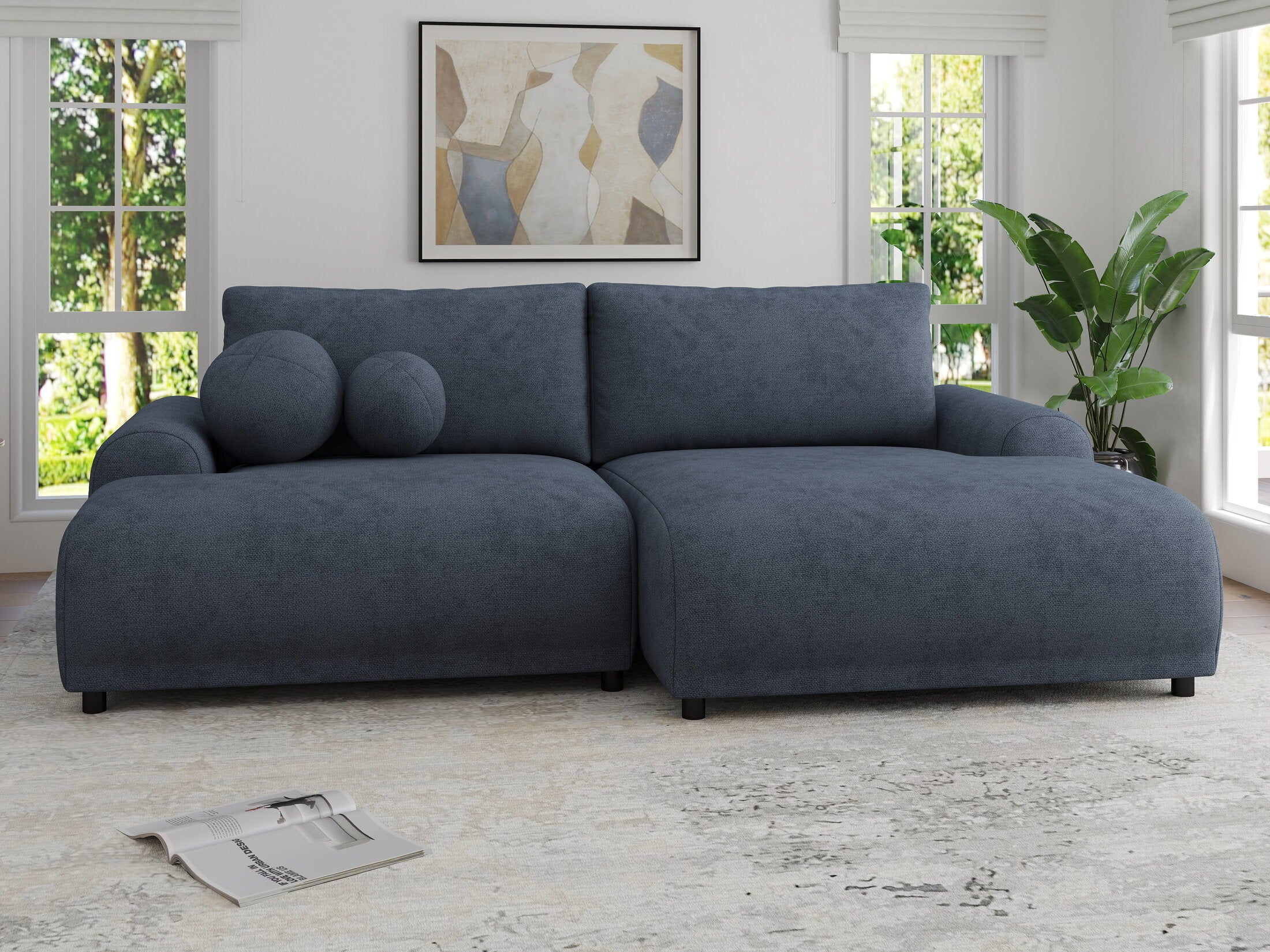 Colțar extensibil dumonde cu ladă de depozitare și șezut confortabil din spumă HR, Carlo Enjoy Antracit 240x145 cm II