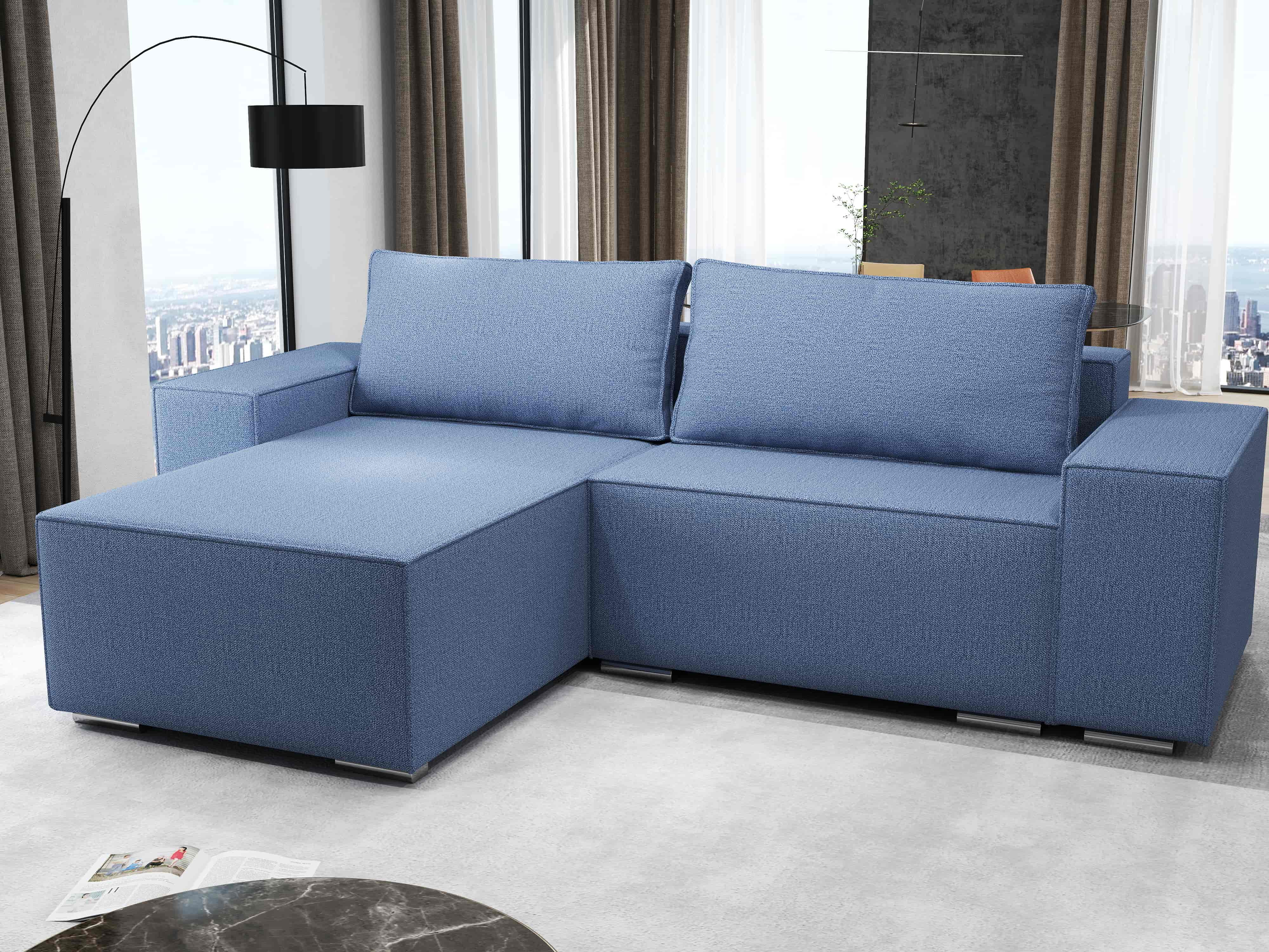 Colțar extensibil dumonde cu ladă de depozitare si sezut confortabil din spuma HR, Dream Enjoy Albastru 290x185 cm Fabrica