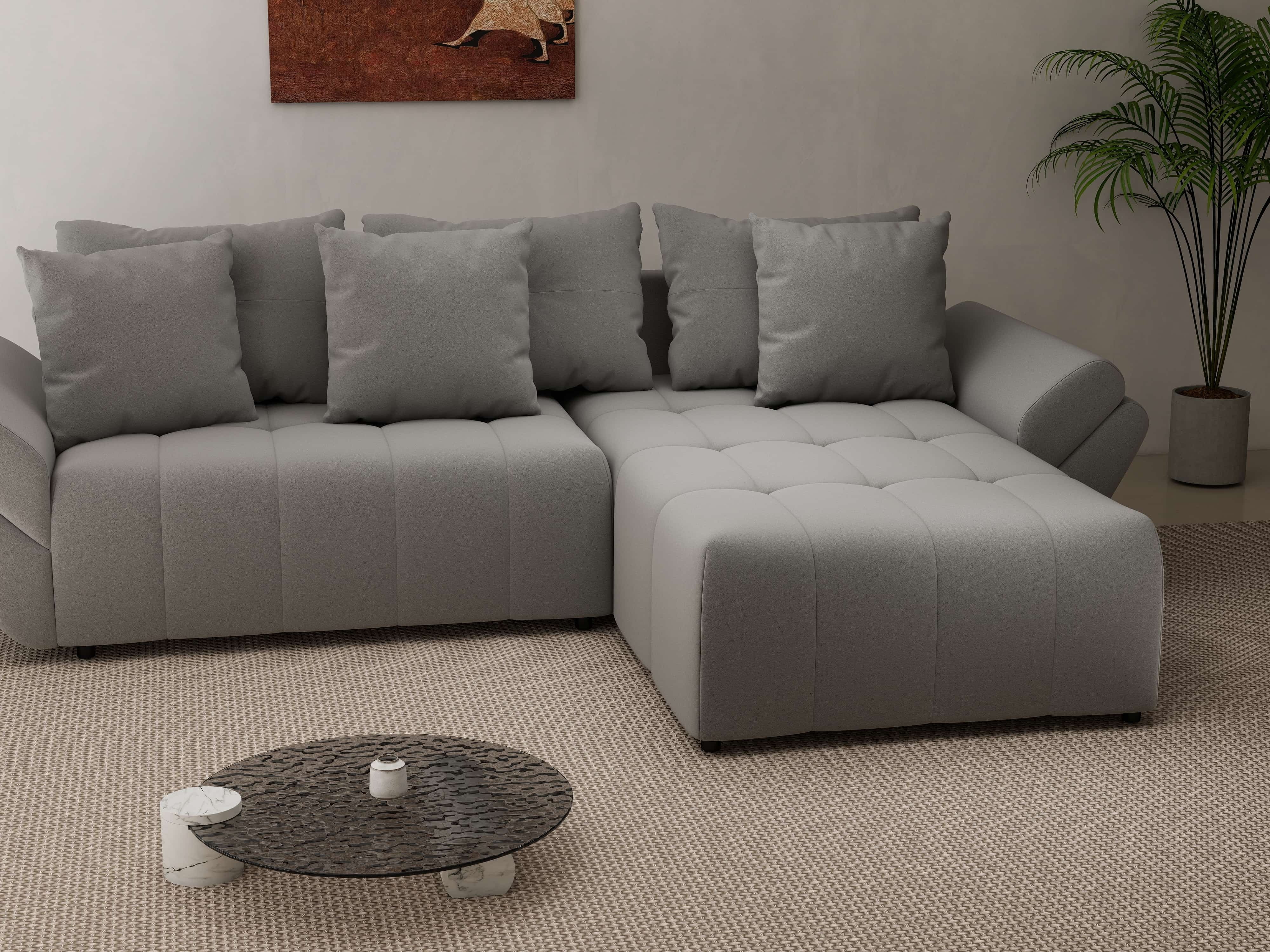 Colțar extensibil dumonde cu ladă de depozitare si sezut confortabil din spuma HR, Berlin Royal Gri 280x185 cm II Fabrica