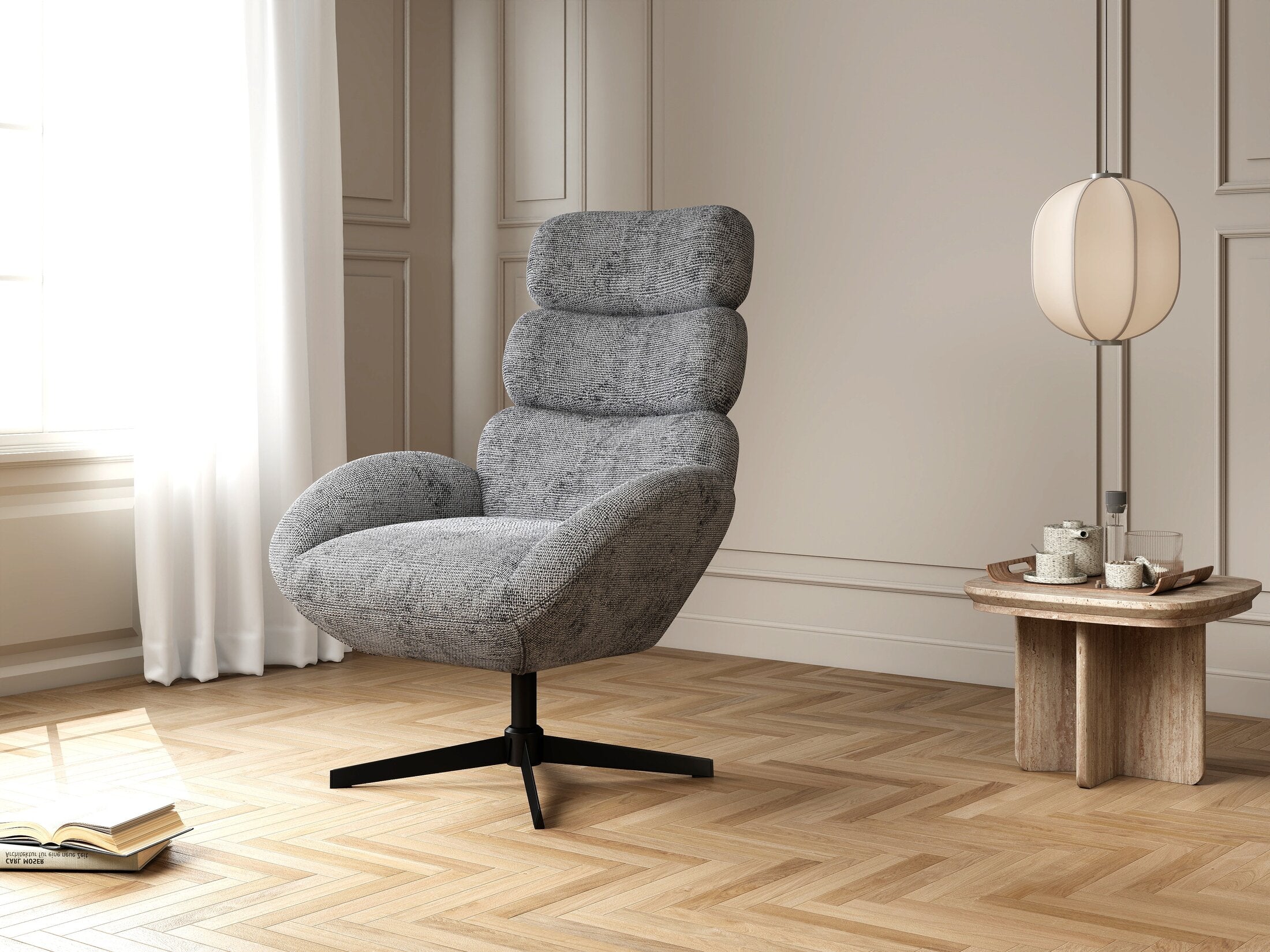 Fotoliu dumonde tapitat Gri modern Zaffiro 75x83cm