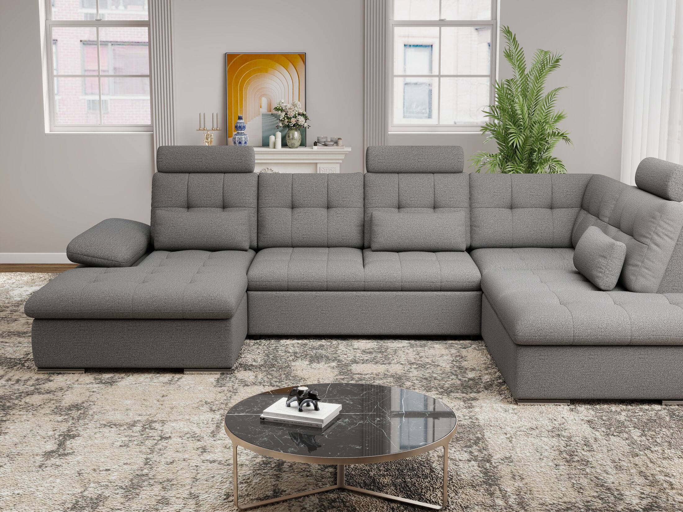 Colțar extensibil dumonde cu ladă de depozitare și șezut confortabil din spumă HR, Merkur U Enjoy Necunoscut 324x218 cm