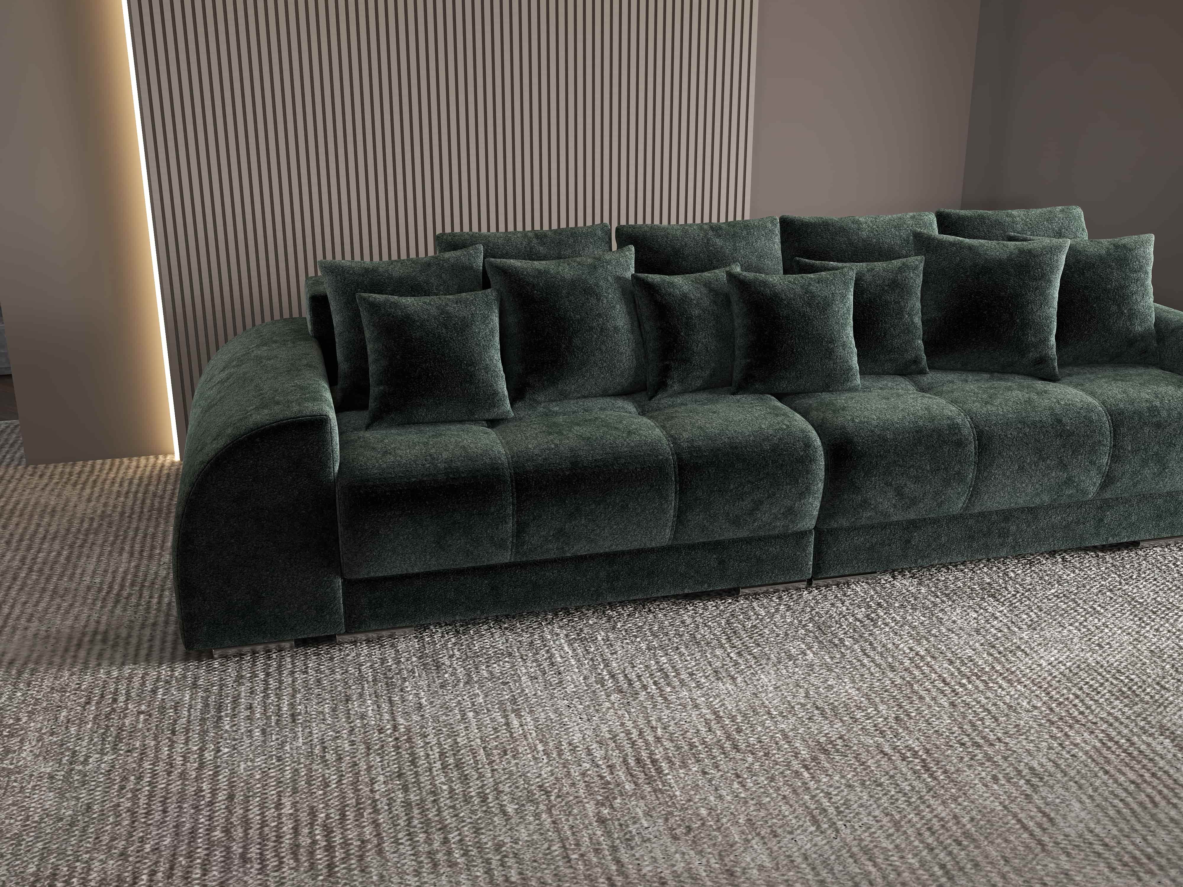 Canapea extensibilă dumonde cu 2 lăzi de depozitare si sezut confortabil din spuma HR, Verona Euphoria Green 310x100 cm Fabrica