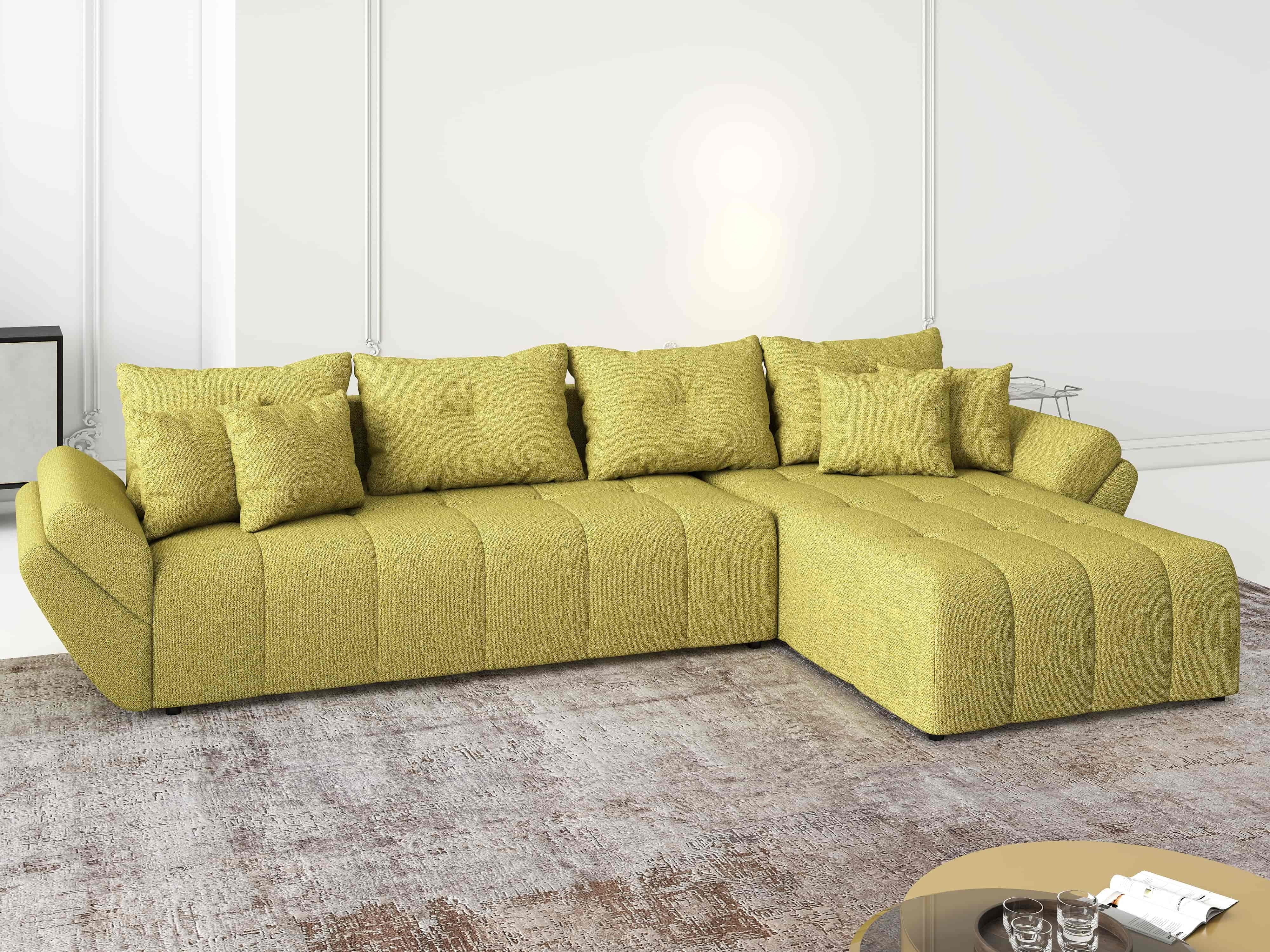 Colțar extensibil dumonde cu ladă de depozitare si sezut confortabil din spuma HR, Berlin XL Enjoy Green 350x185 cm II Fabrica