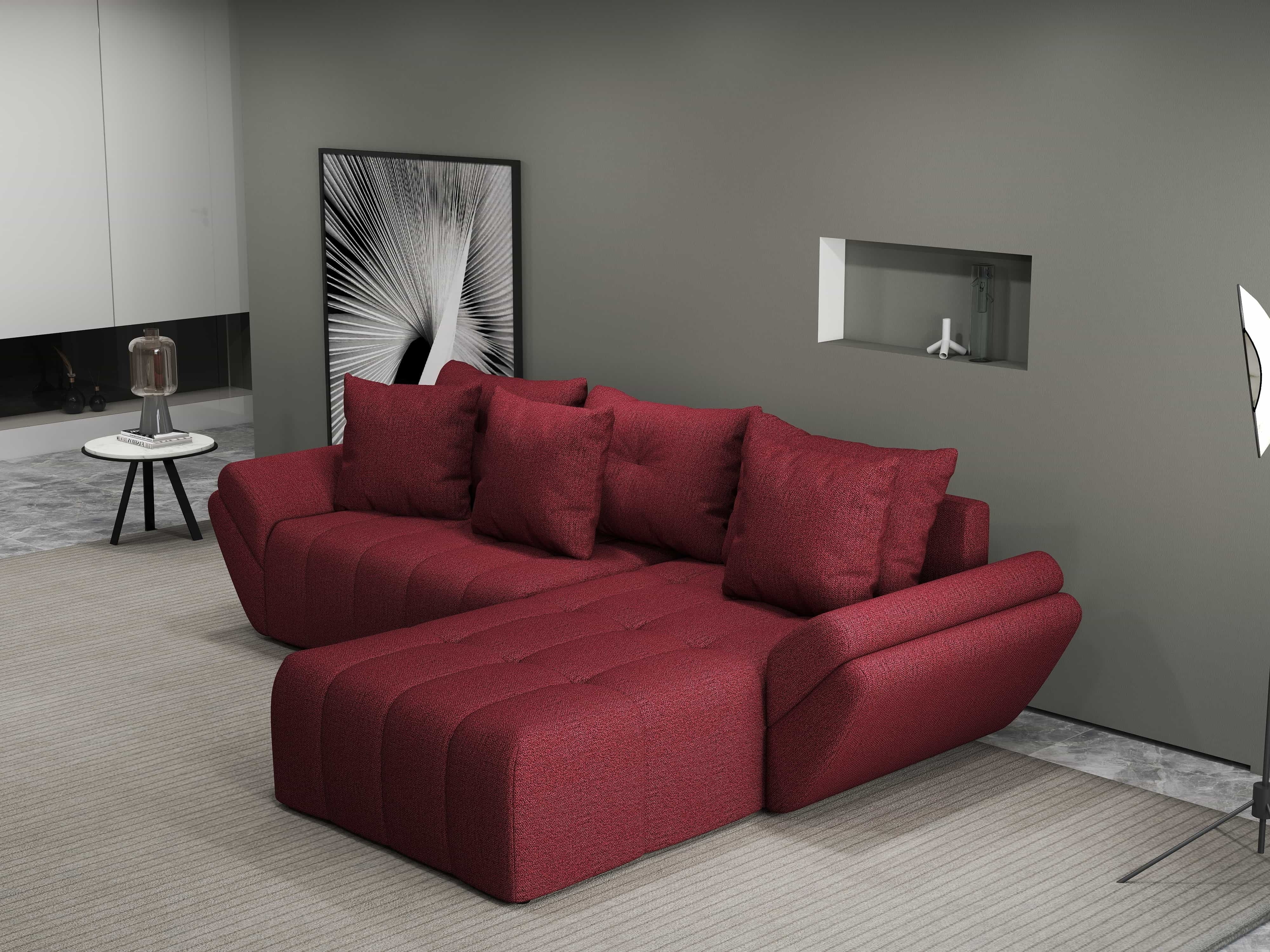 Colțar extensibil dumonde cu ladă de depozitare si sezut confortabil din spuma HR, Berlin Enjoy Rosu 280x185 cm II Fabrica