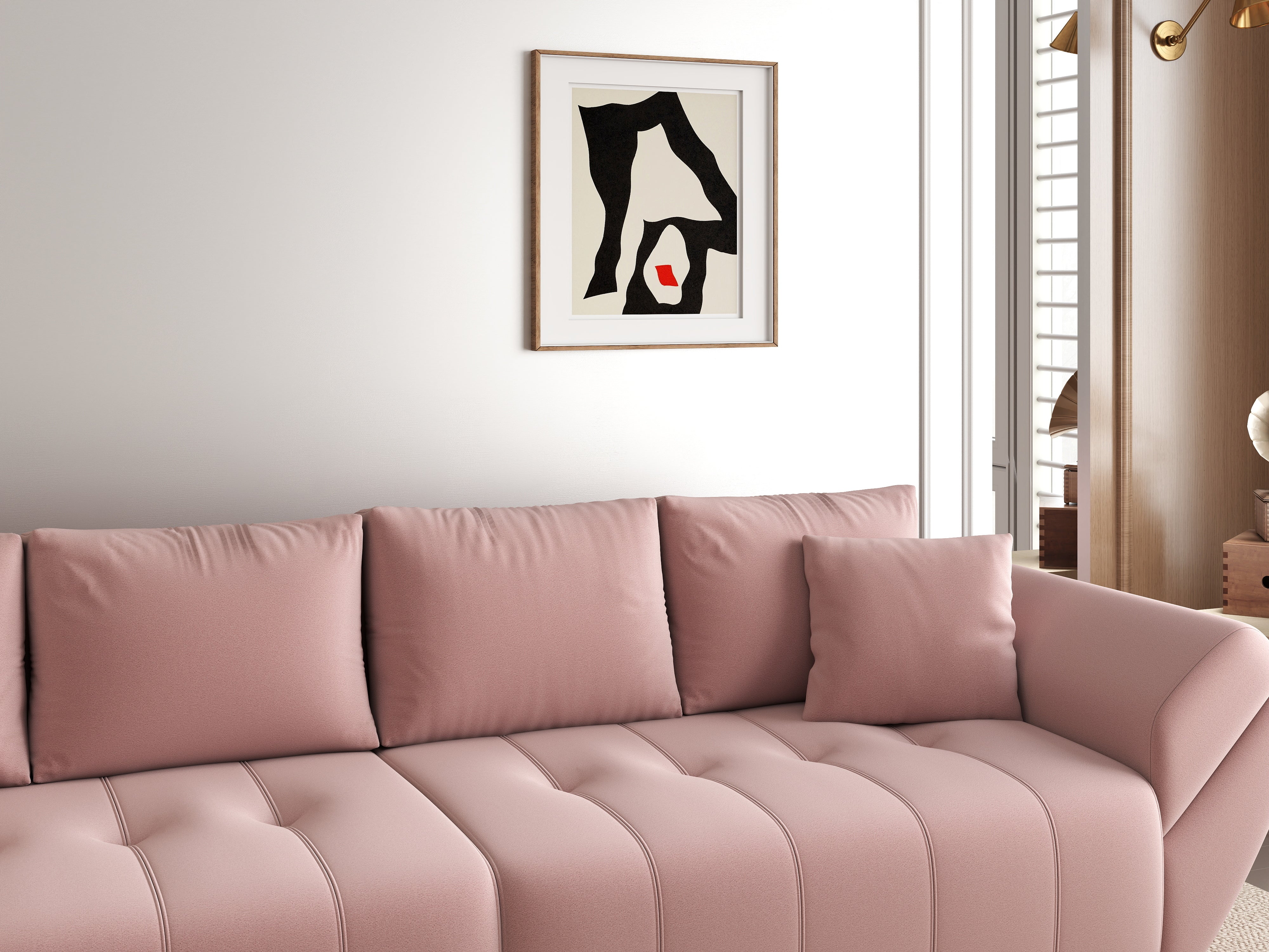 Canapea extensibilă dumonde cu ladă de depozitare si sezut confortabil din spuma HR, Berlin Royal Pink 300x100 cm Fabrica