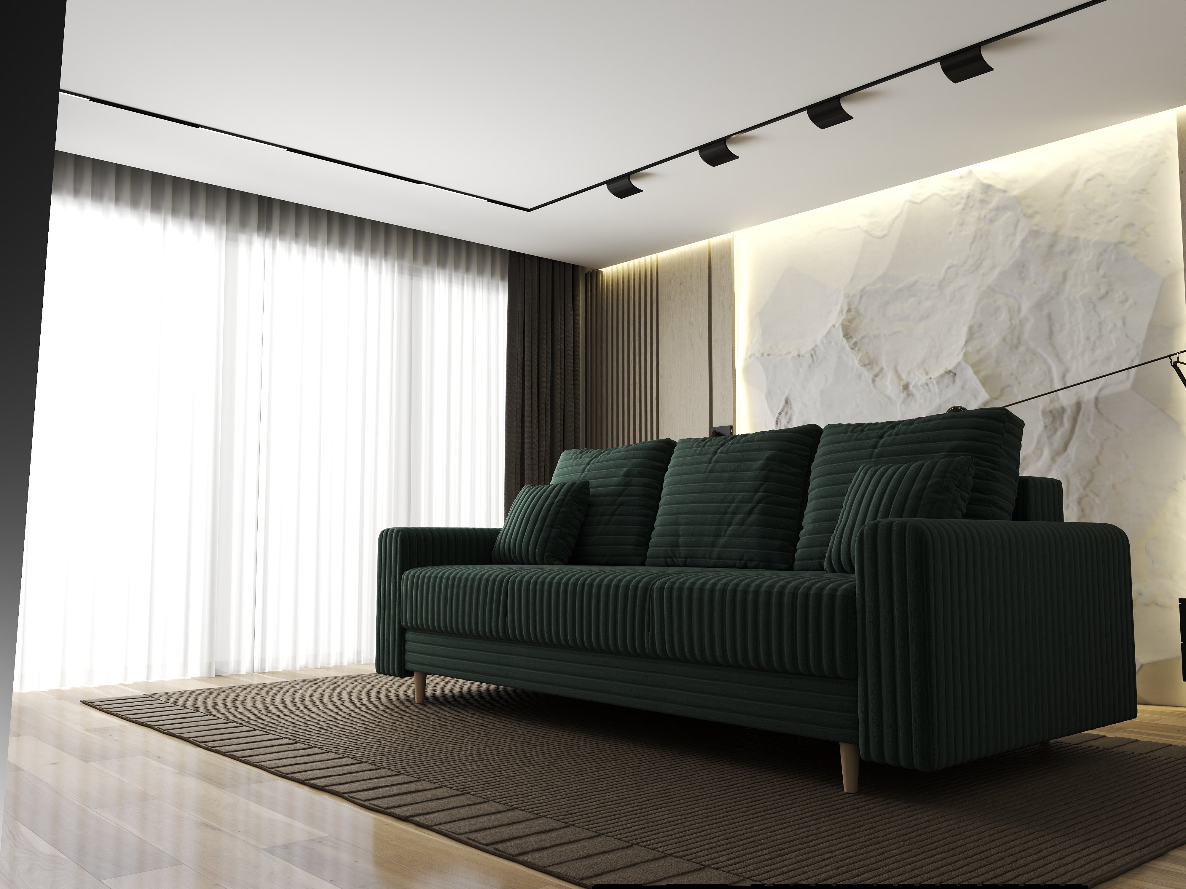 Canapea extensibilă dumonde cu ladă de depozitare si sezut confortabil din spuma HR, Kronos Ambience Verde 210x100 cm fabrica