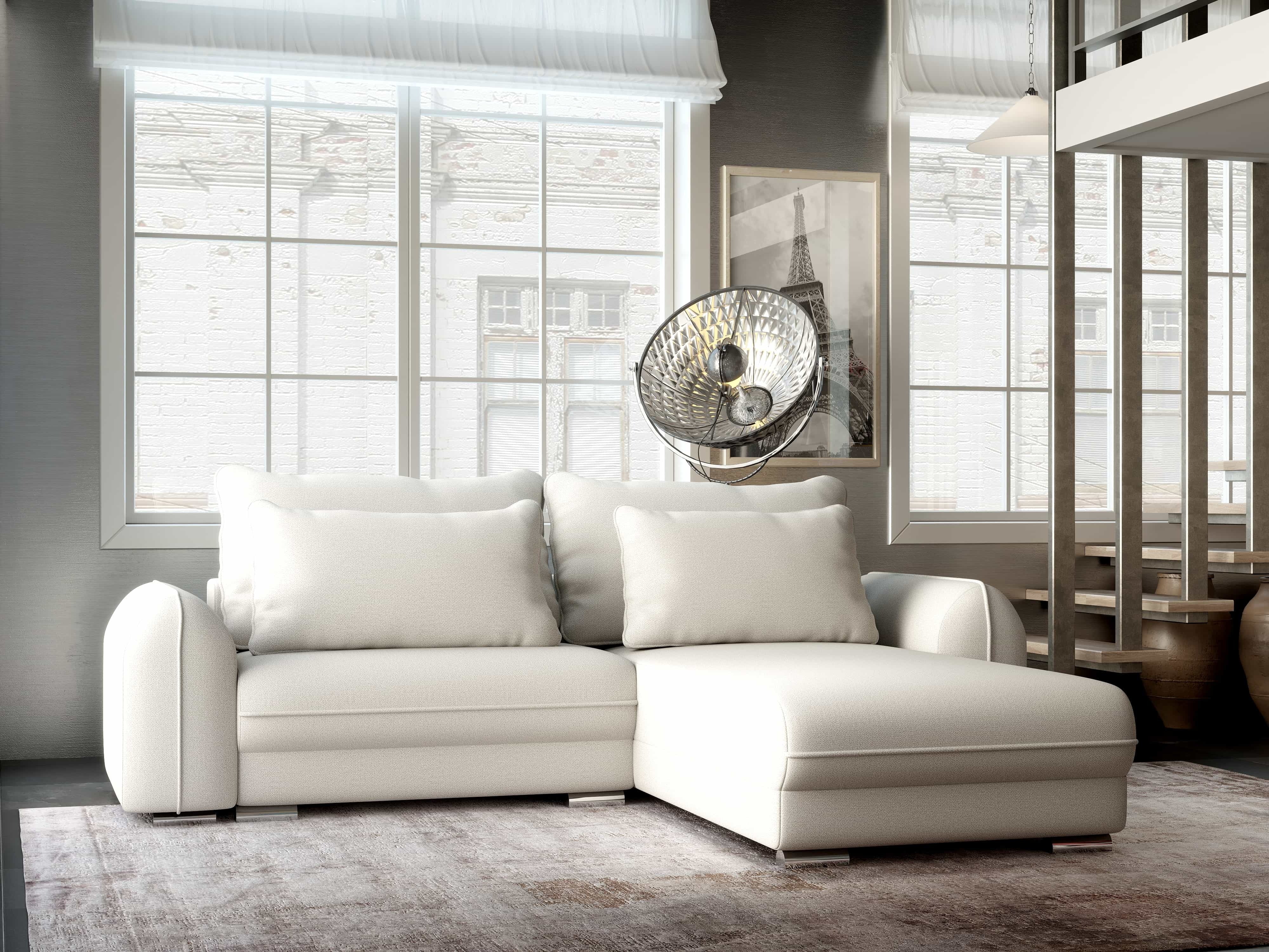 Colțar extensibil dumonde cu ladă de depozitare si sezut confortabil din spuma HR, Denver Enjoy Bej 275x185 cm II Fabrica