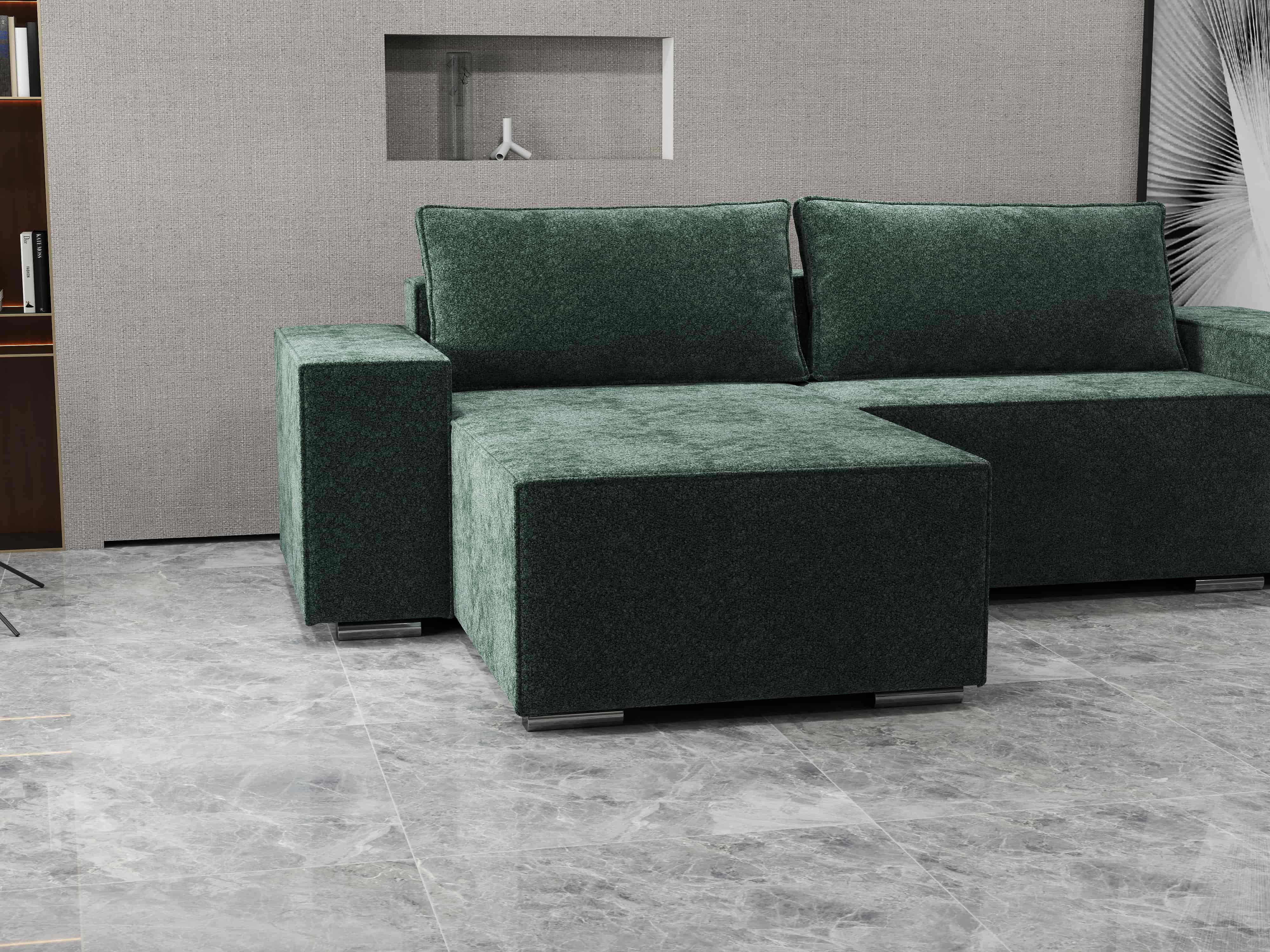 Colțar extensibil dumonde cu ladă de depozitare si sezut confortabil din spuma HR, Dream Euphoria Verde 290x185 cm Fabrica