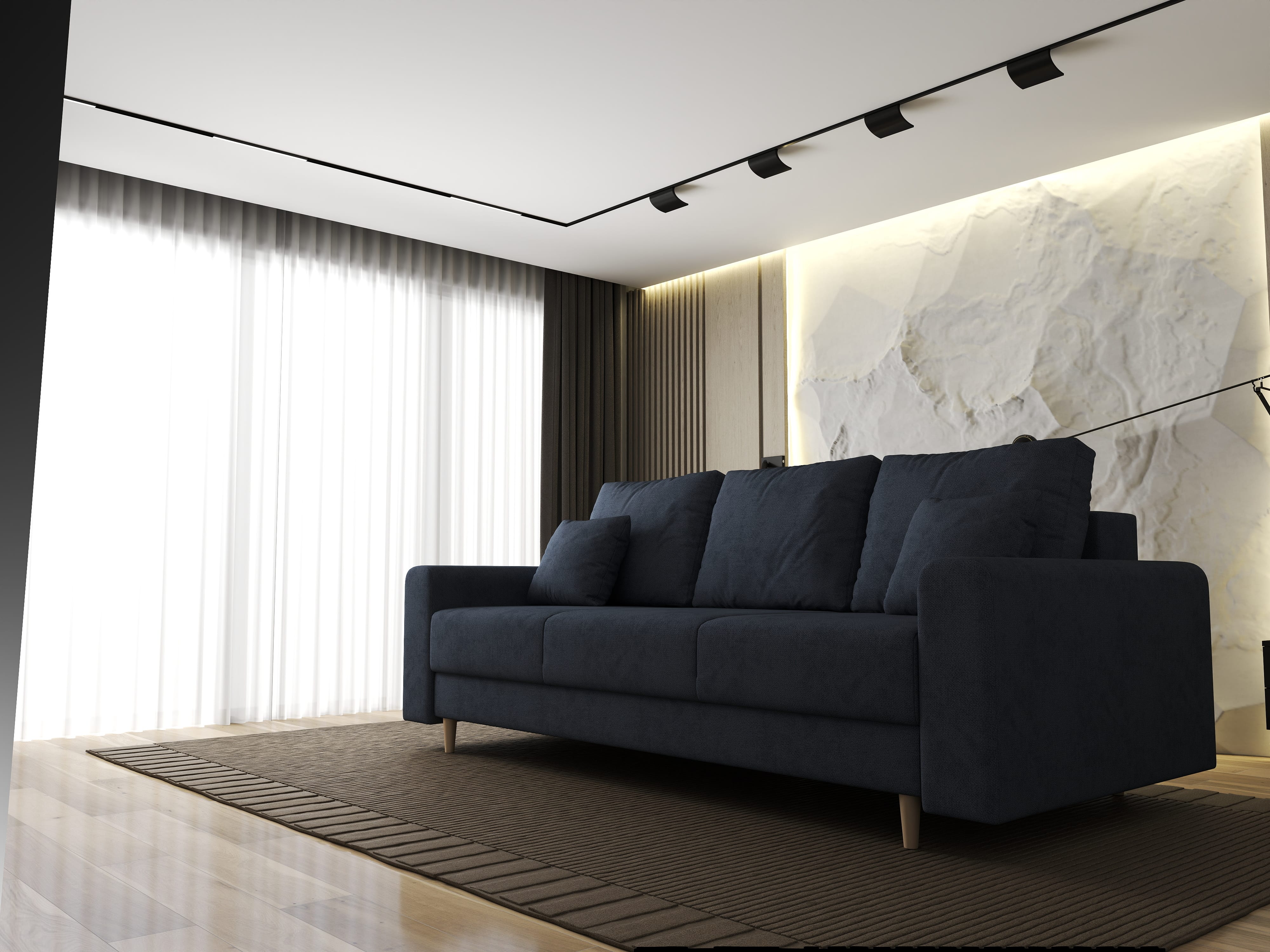 Canapea extensibilă dumonde cu ladă de depozitare si sezut confortabil din spuma HR, Kronos Enjoy Antracit 210x100 cm fabrica