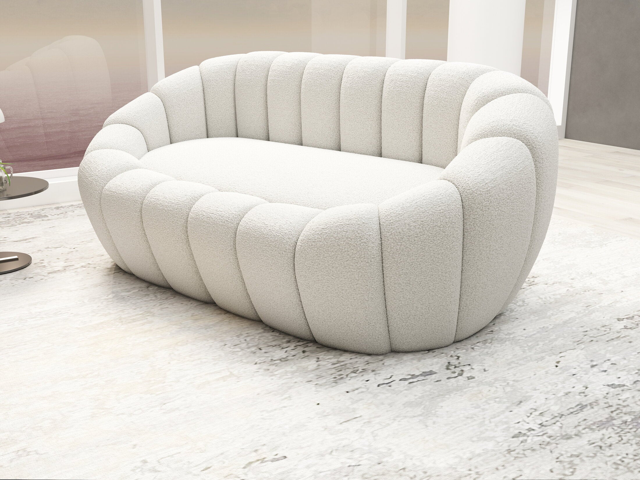 Fotoliu dumonde tapitat Alb modern Isandro 148x92cm