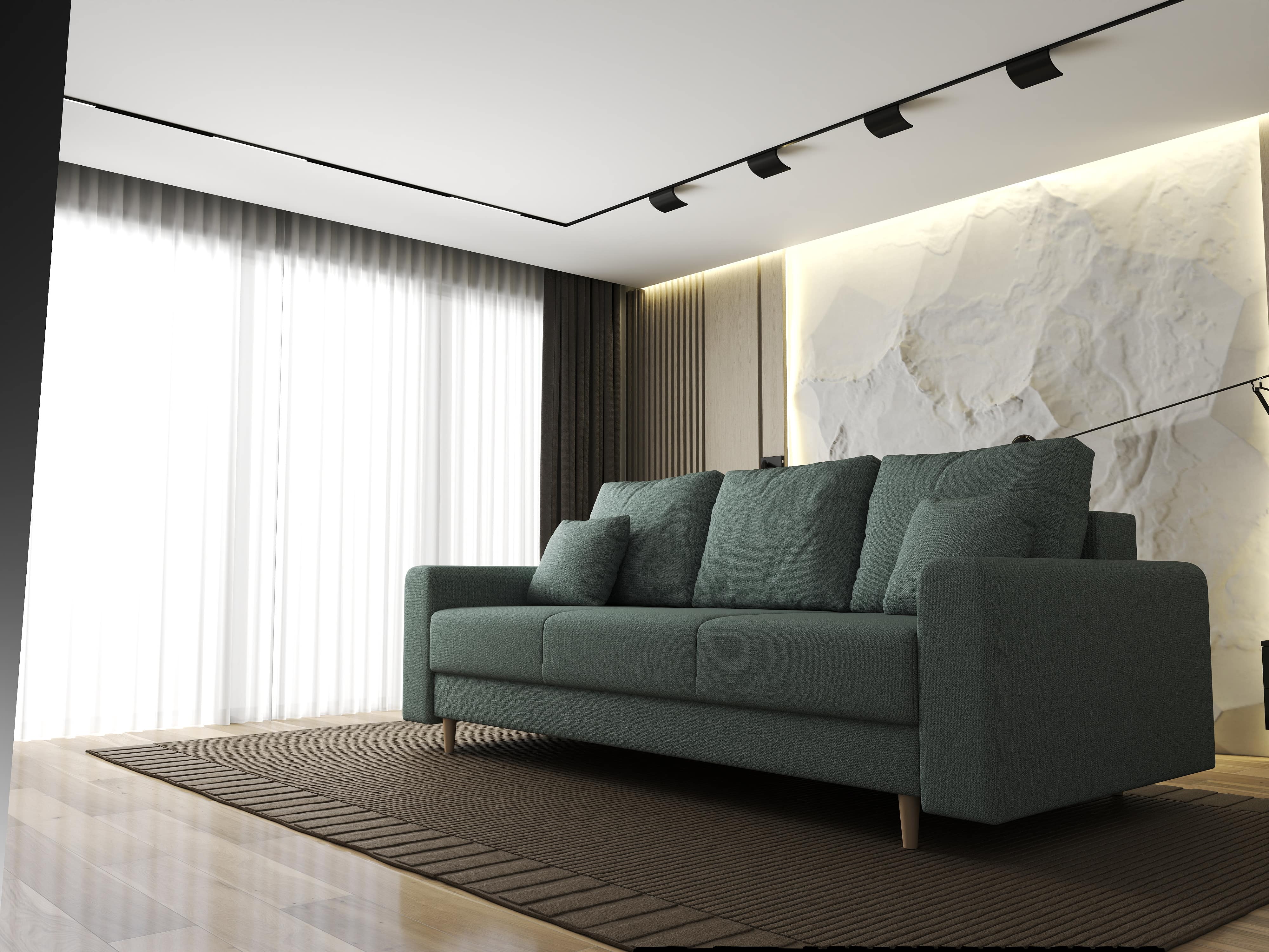 Canapea extensibilă dumonde cu ladă de depozitare si sezut confortabil din spuma HR, Kronos Enjoy Mint 210x100 cm fabrica