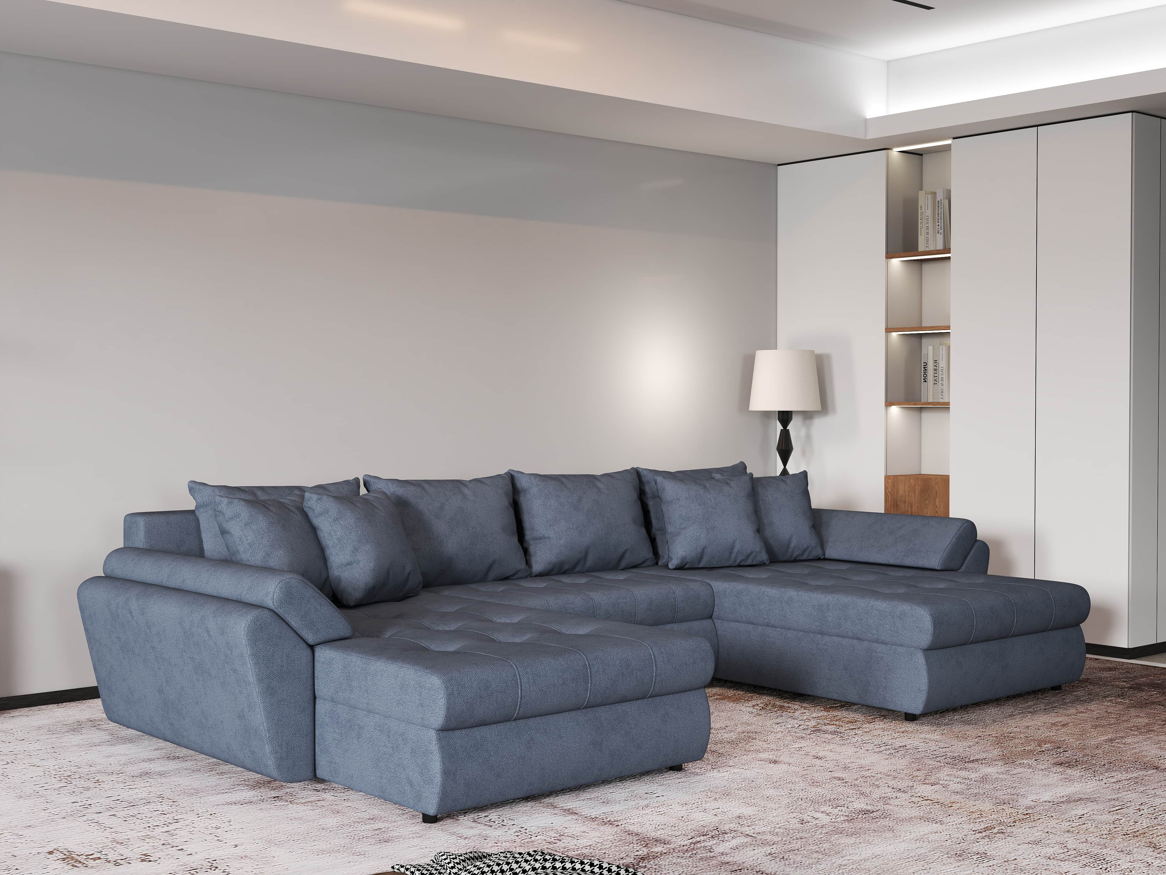 Colțar extensibil dumonde cu ladă de depozitare si sezut confortabil din spuma HR, Loana U Enjoy Antracit 355x185 cm Fabrica