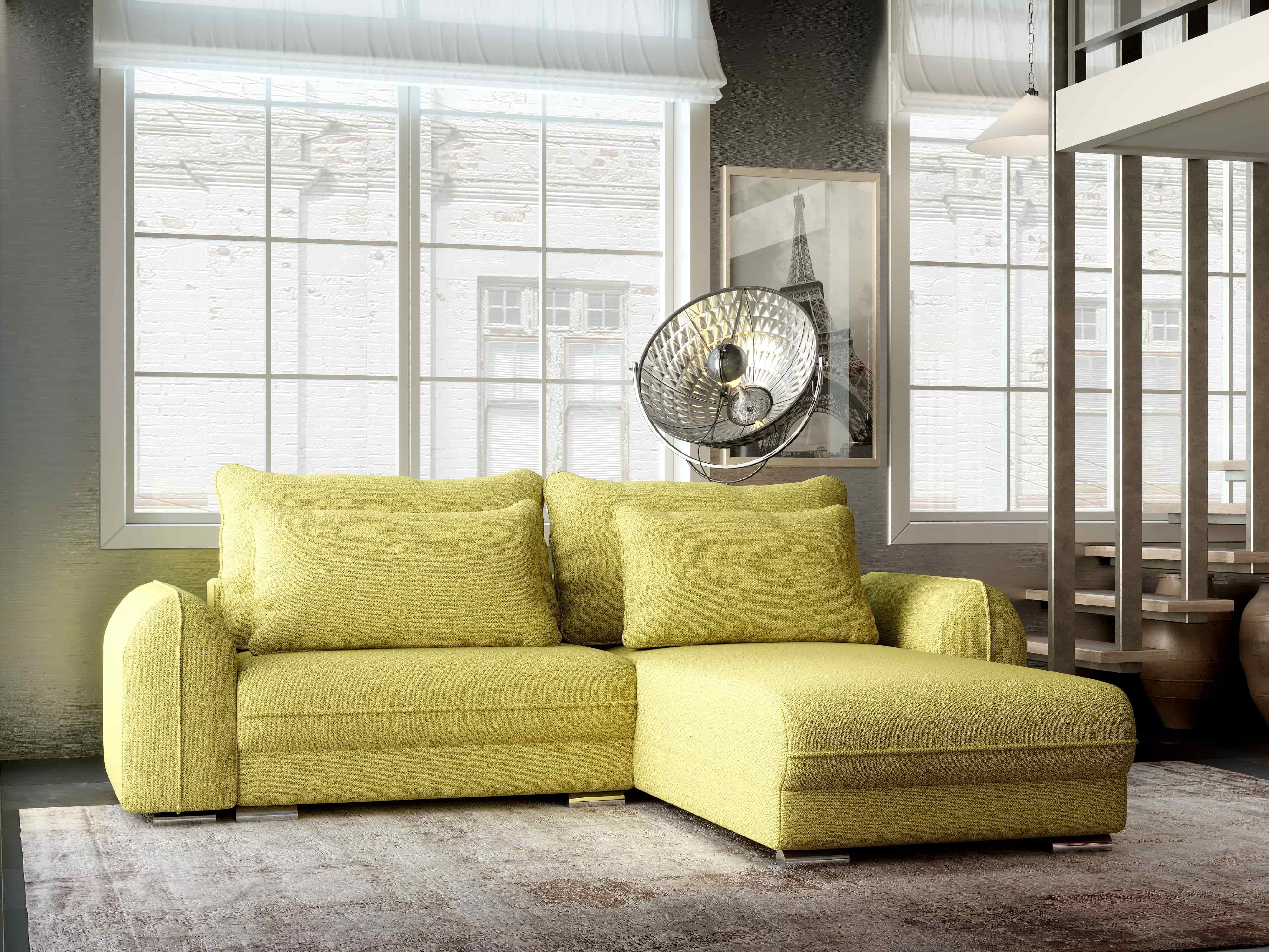 Colțar extensibil dumonde cu ladă de depozitare si sezut confortabil din spuma HR, Denver Enjoy Verde 275x185 cm II Fabrica