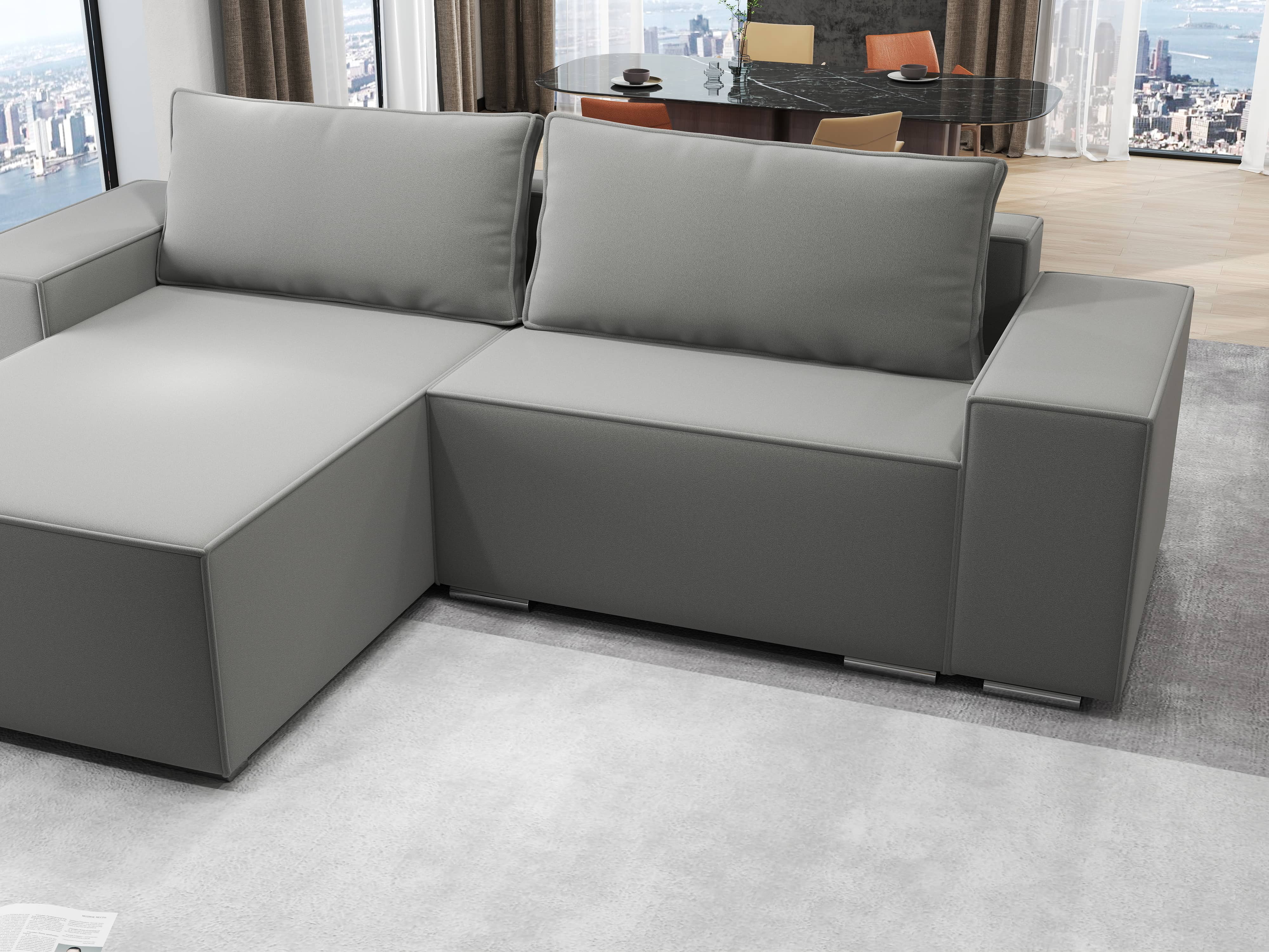 Colțar extensibil dumonde cu ladă de depozitare si sezut confortabil din spuma HR, Dream Royal Gri 290x185 cm Fabrica