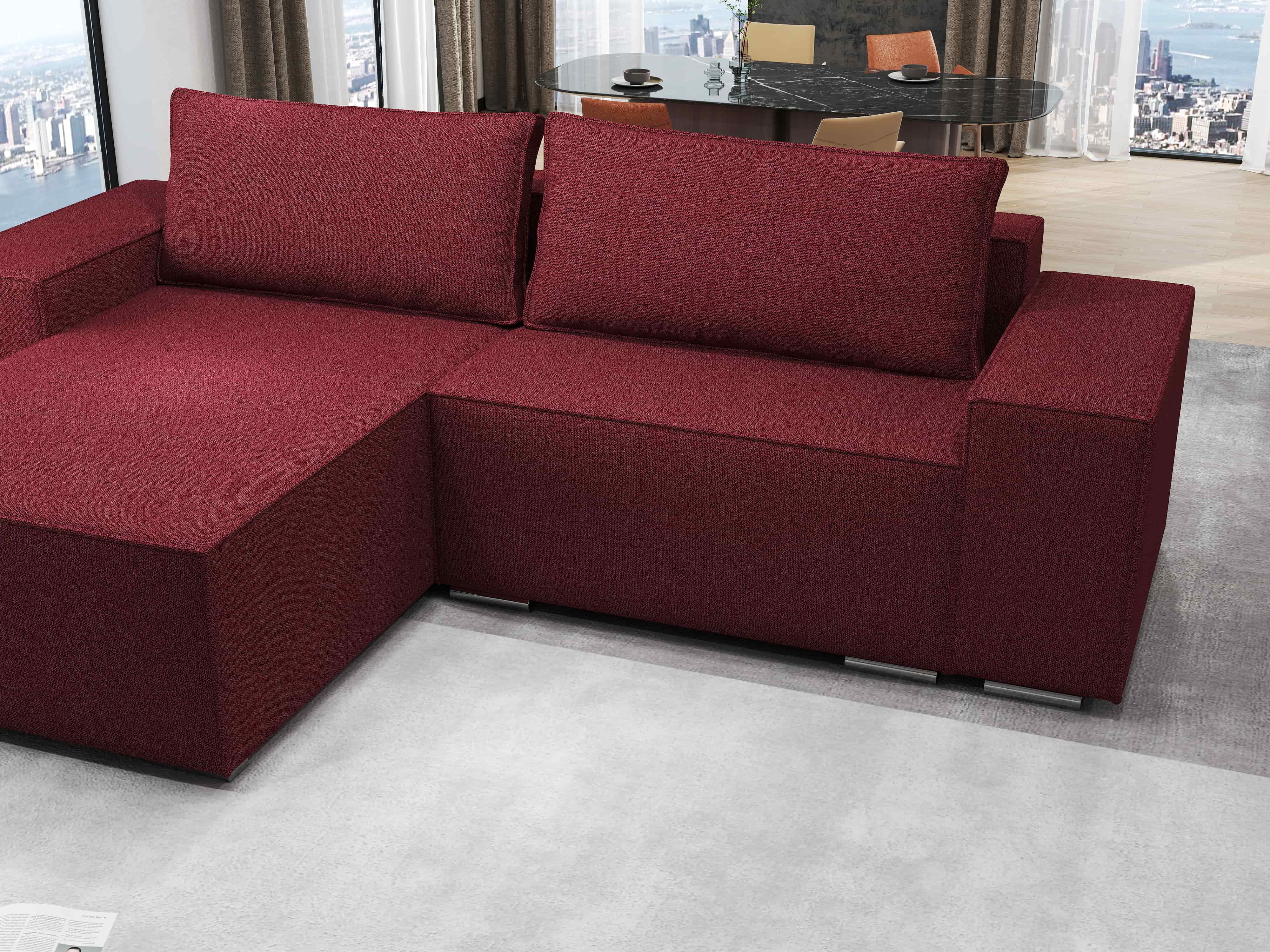 Colțar extensibil dumonde cu ladă de depozitare si sezut confortabil din spuma HR, Dream Enjoy Rosu 290x185 cm Fabrica