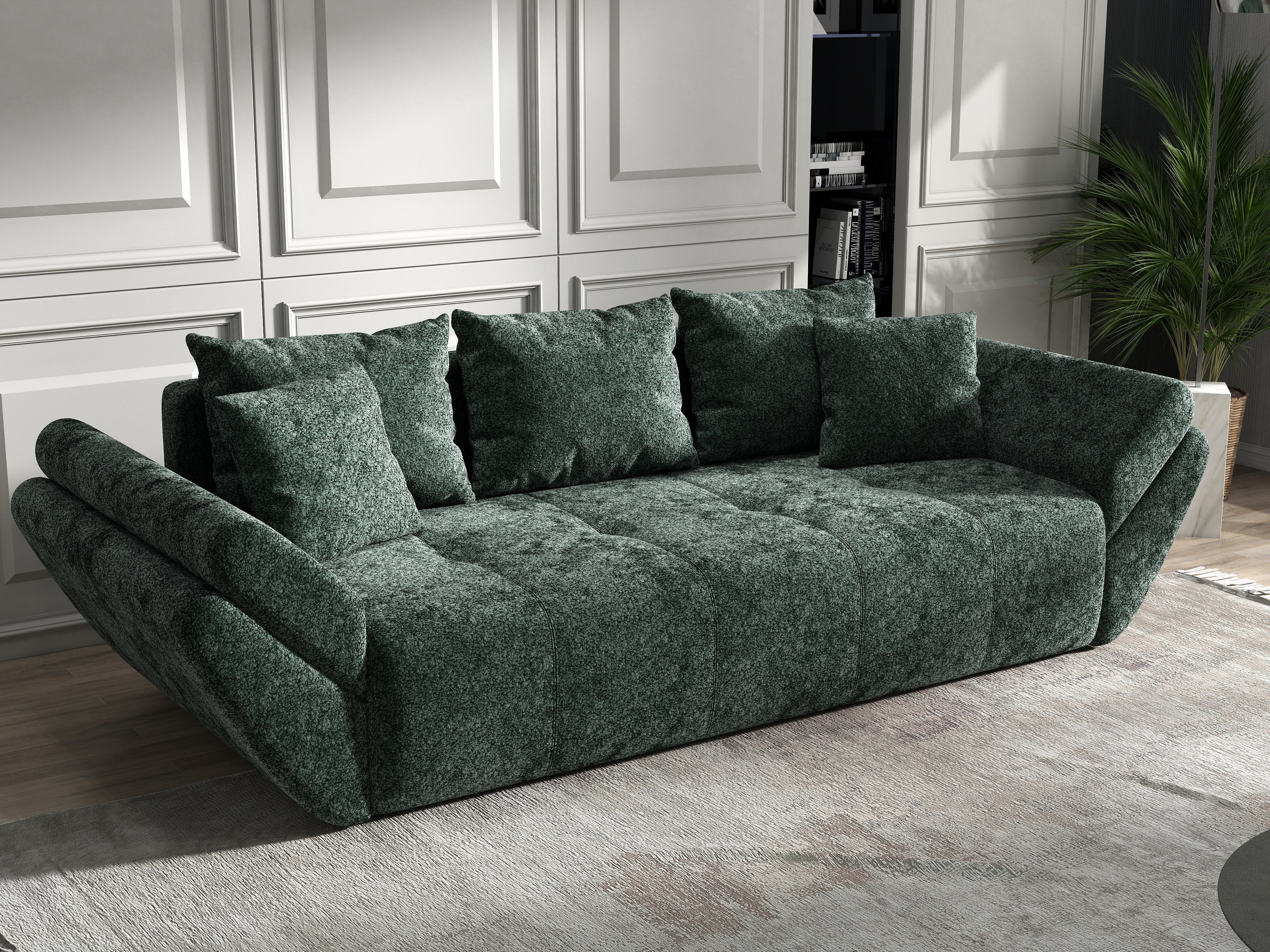Canapea extensibilă dumonde cu ladă de depozitare si sezut confortabil din spuma HR, Berlin Euphoria Green 250x100 cm Fabrica