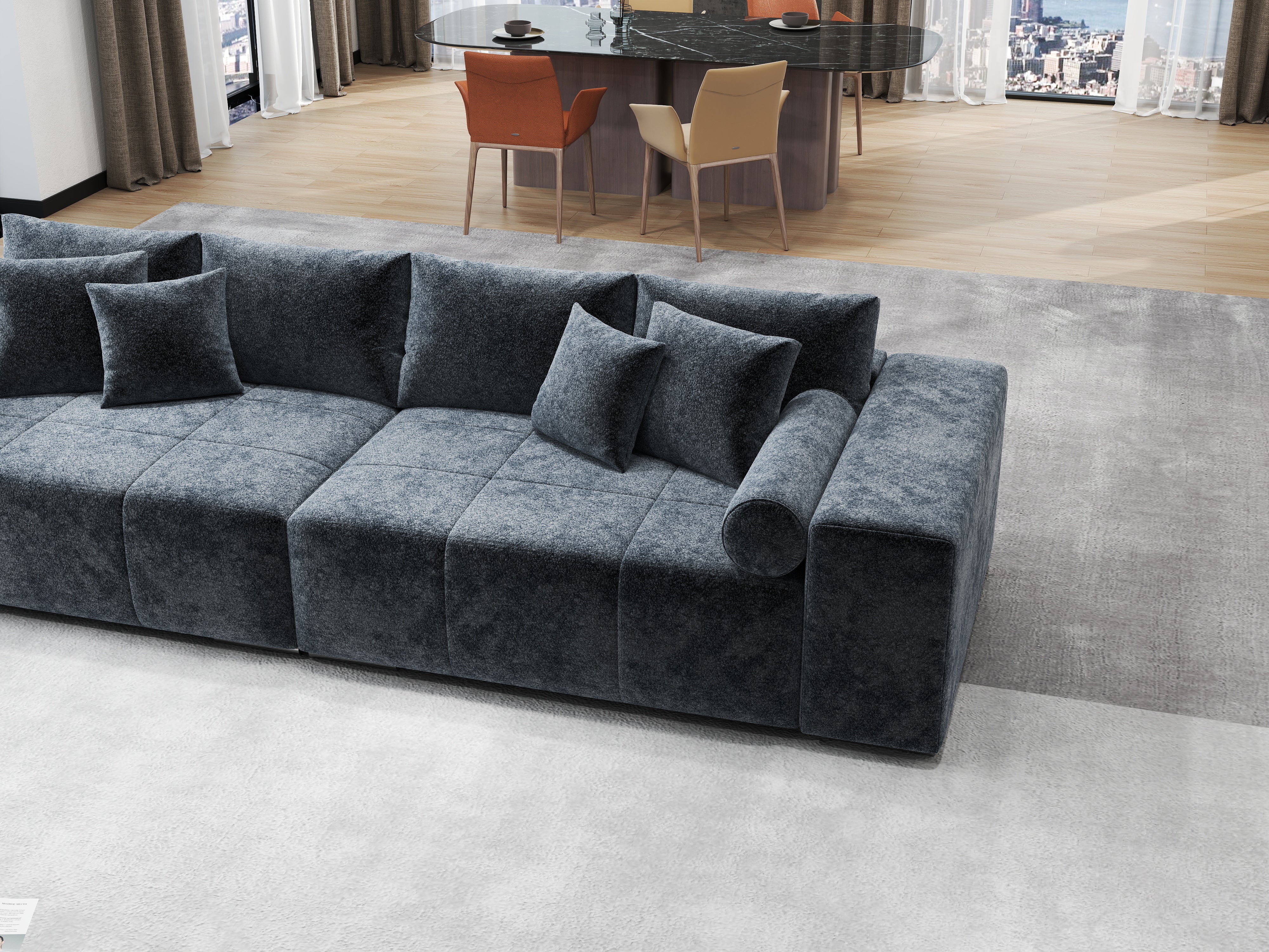 Canapea extensibilă dumonde cu ladă de depozitare si sezut confortabil din spuma HR, Marbela Euphoria Grafit XXL 295x100 cm fabrica