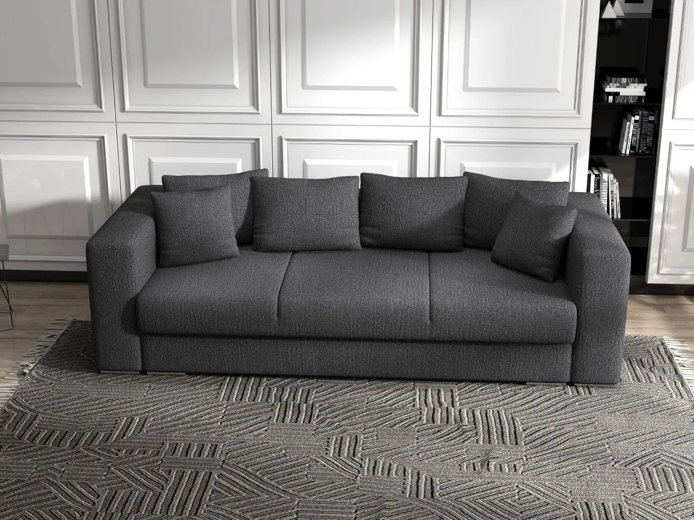 Canapea extensibilă dumonde cu ladă de depozitare si sezut confortabil din spuma HR, Gloria gri grafit 240x100 cm Fabrica