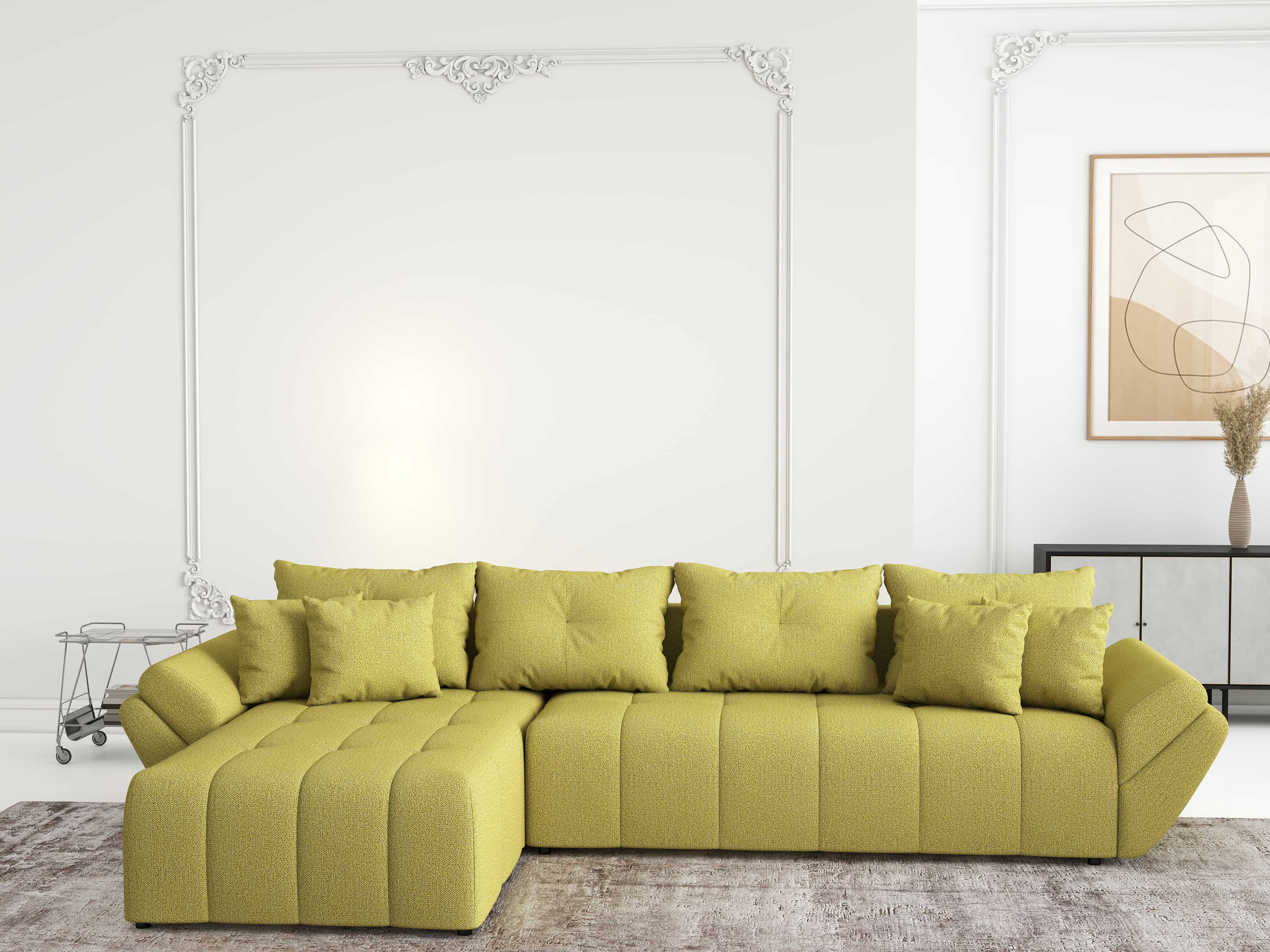 Colțar extensibil dumonde cu ladă de depozitare si sezut confortabil din spuma HR, Berlin XL Enjoy Green 350x185 cm Fabrica