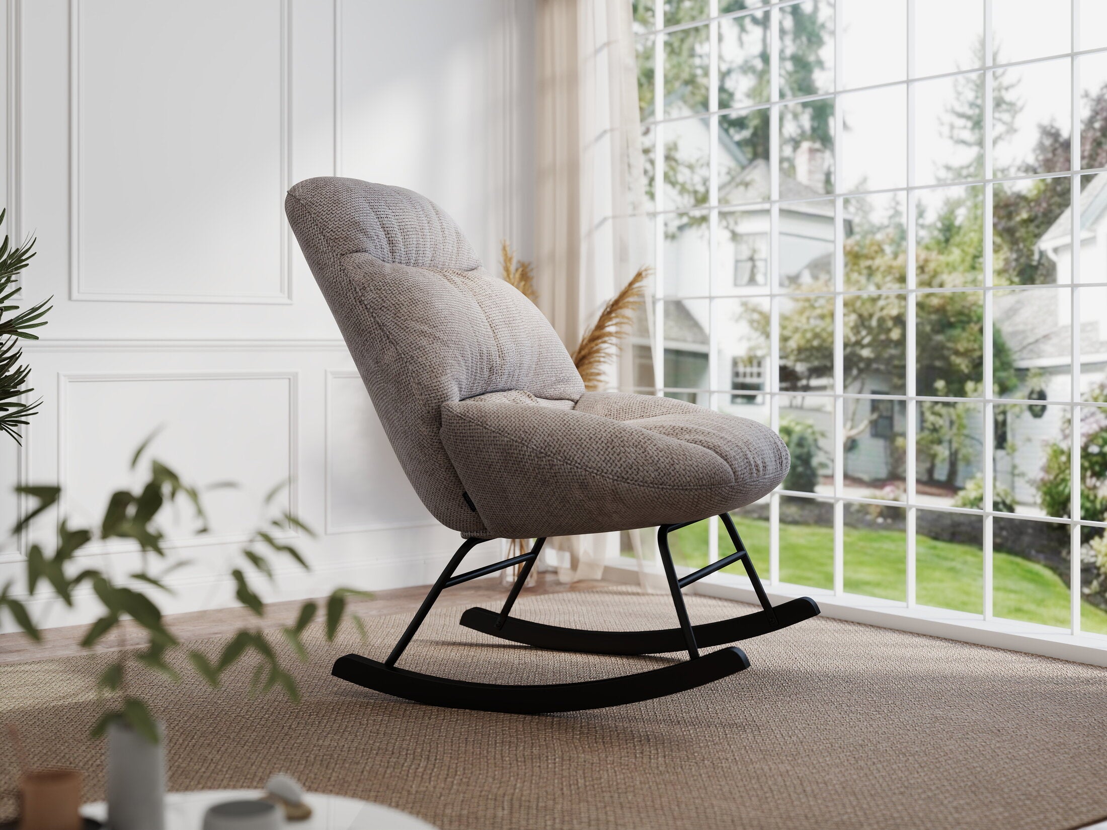 Fotoliu dumonde tapitat Bej modern Marqis 71x83cm