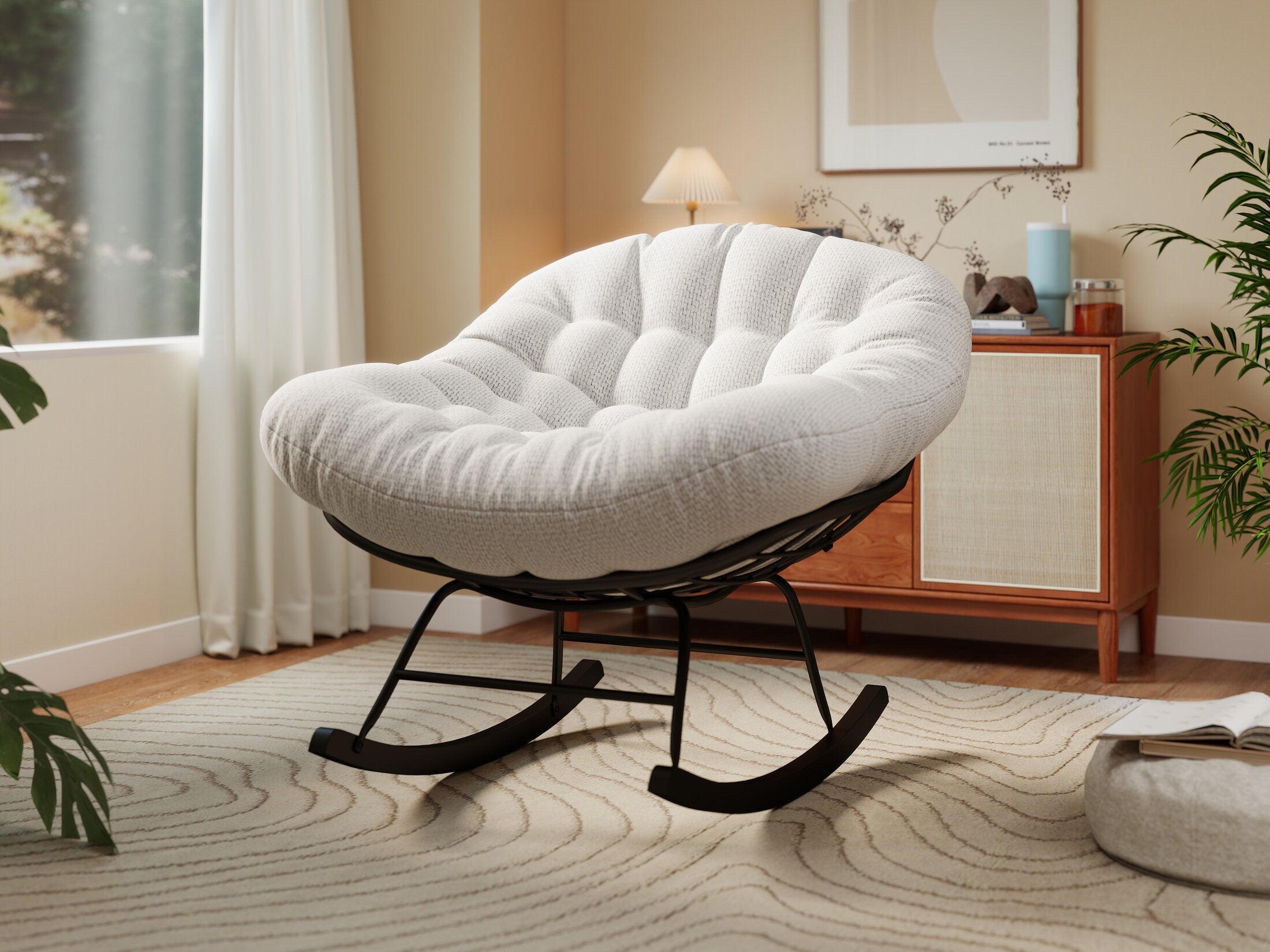 Fotoliu dumonde tapitat Alb modern Taviro 77x83cm